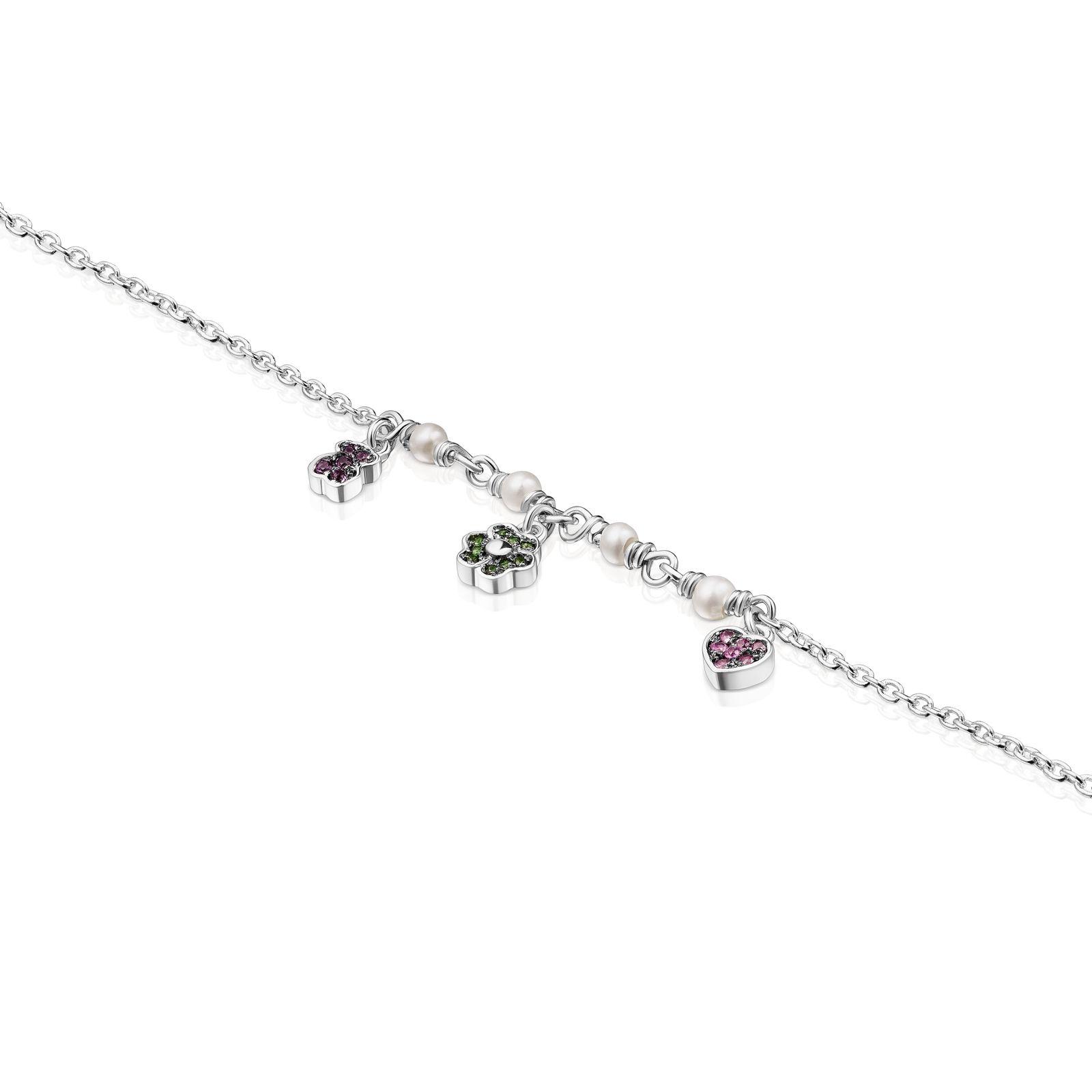 Pulsera de plata con perlas y motivos New Motif Tous-2