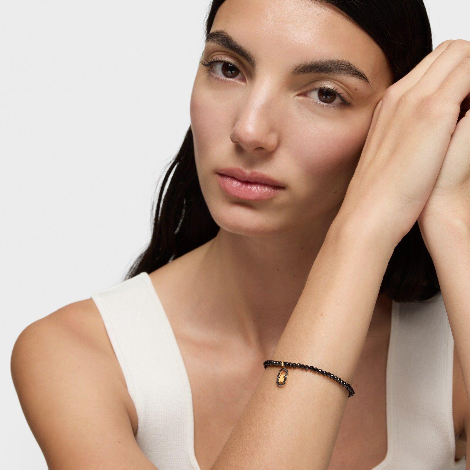 Pulsera elástica con espinelas y baño de oro 18 kt Camille-3