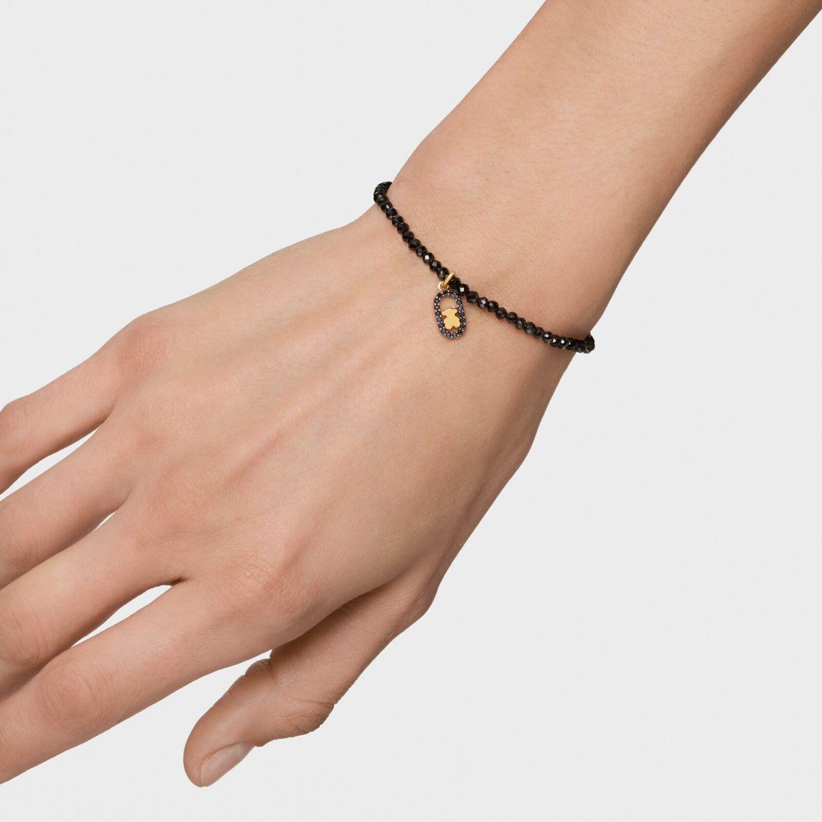 Pulsera elástica con espinelas y baño de oro 18 kt Camille-5