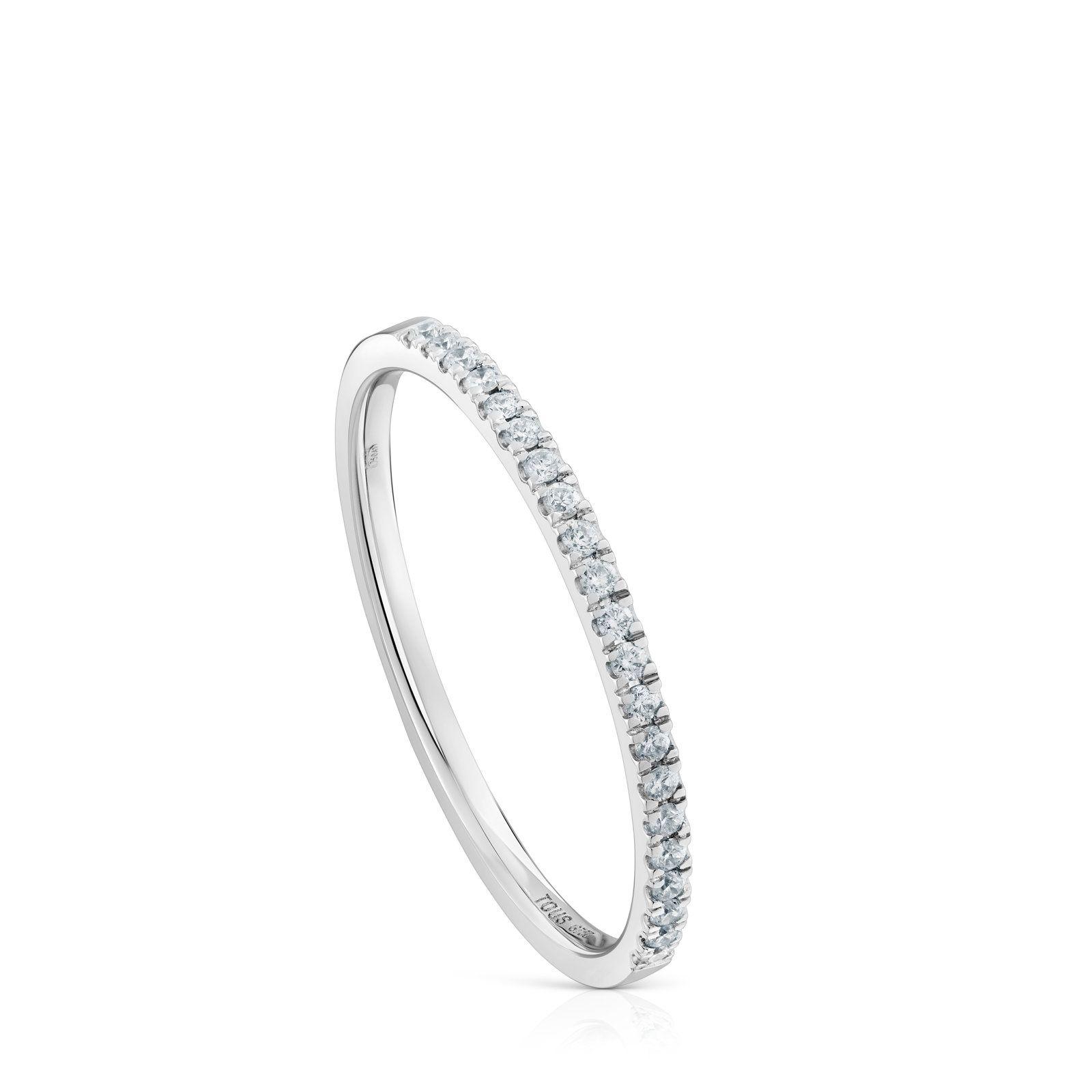 Anillo media alianza de oro blanco con diamantes-0