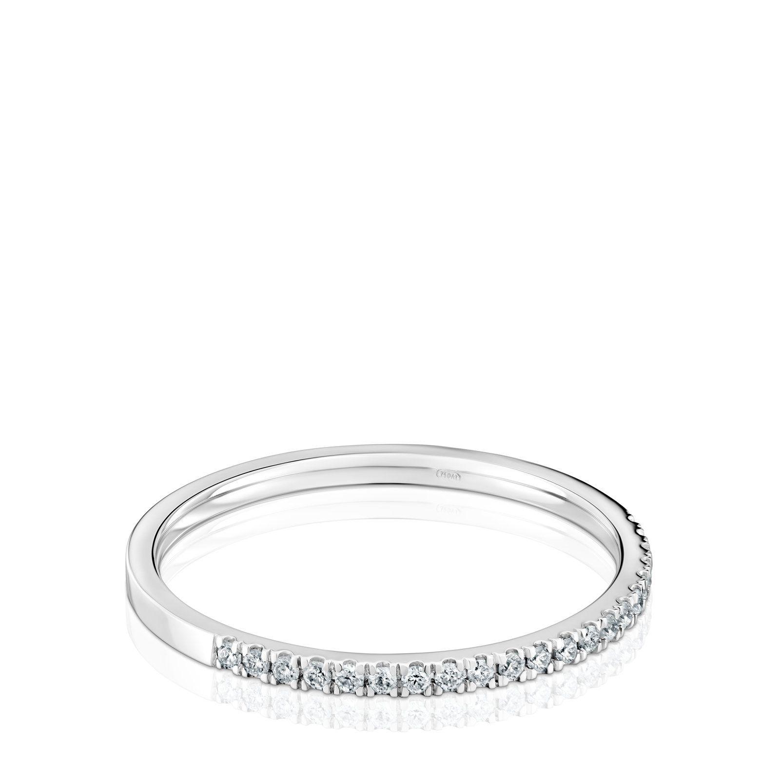 Anillo media alianza de oro blanco con diamantes-1