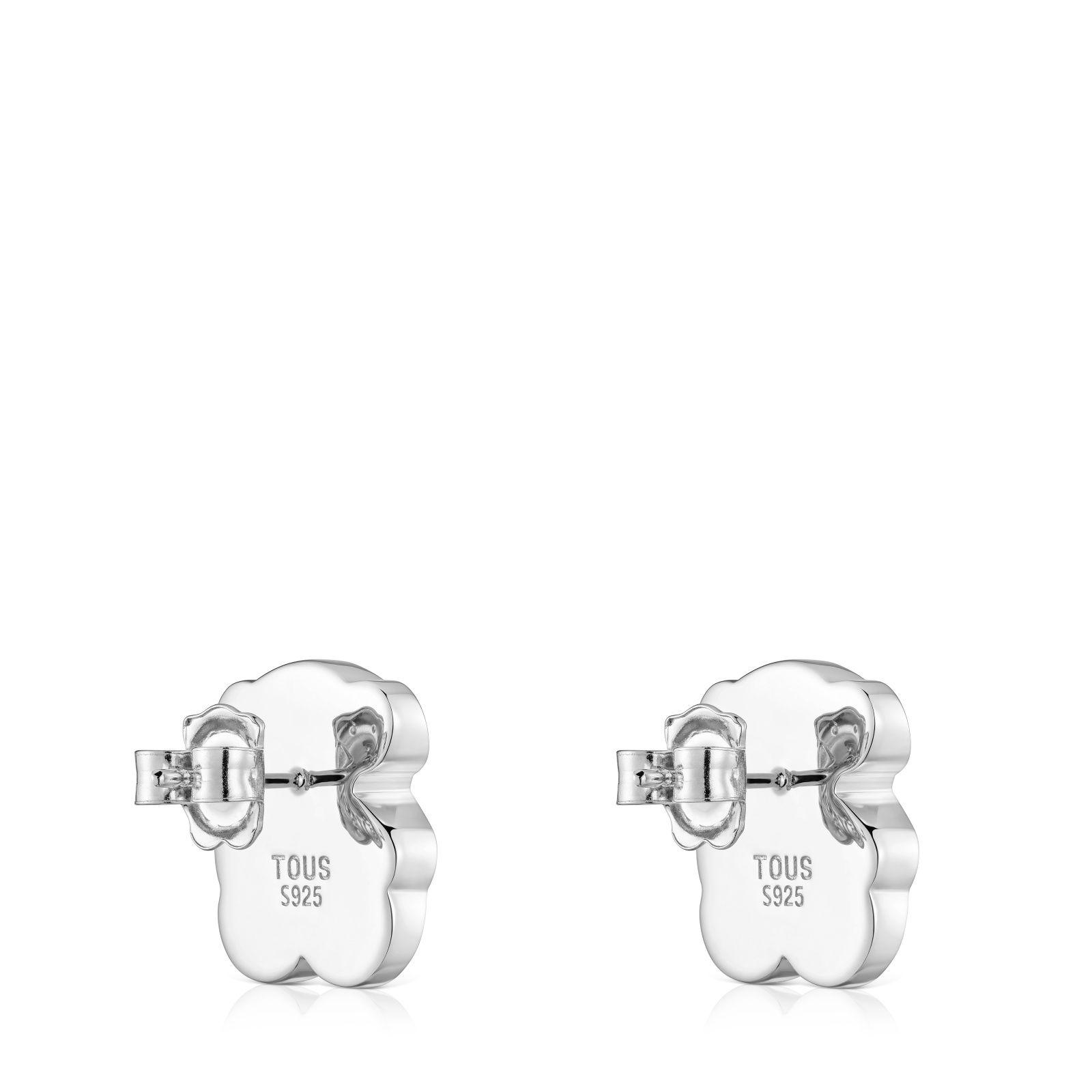 Pendientes oso de plata y ónix 16 mm Icon Color-2
