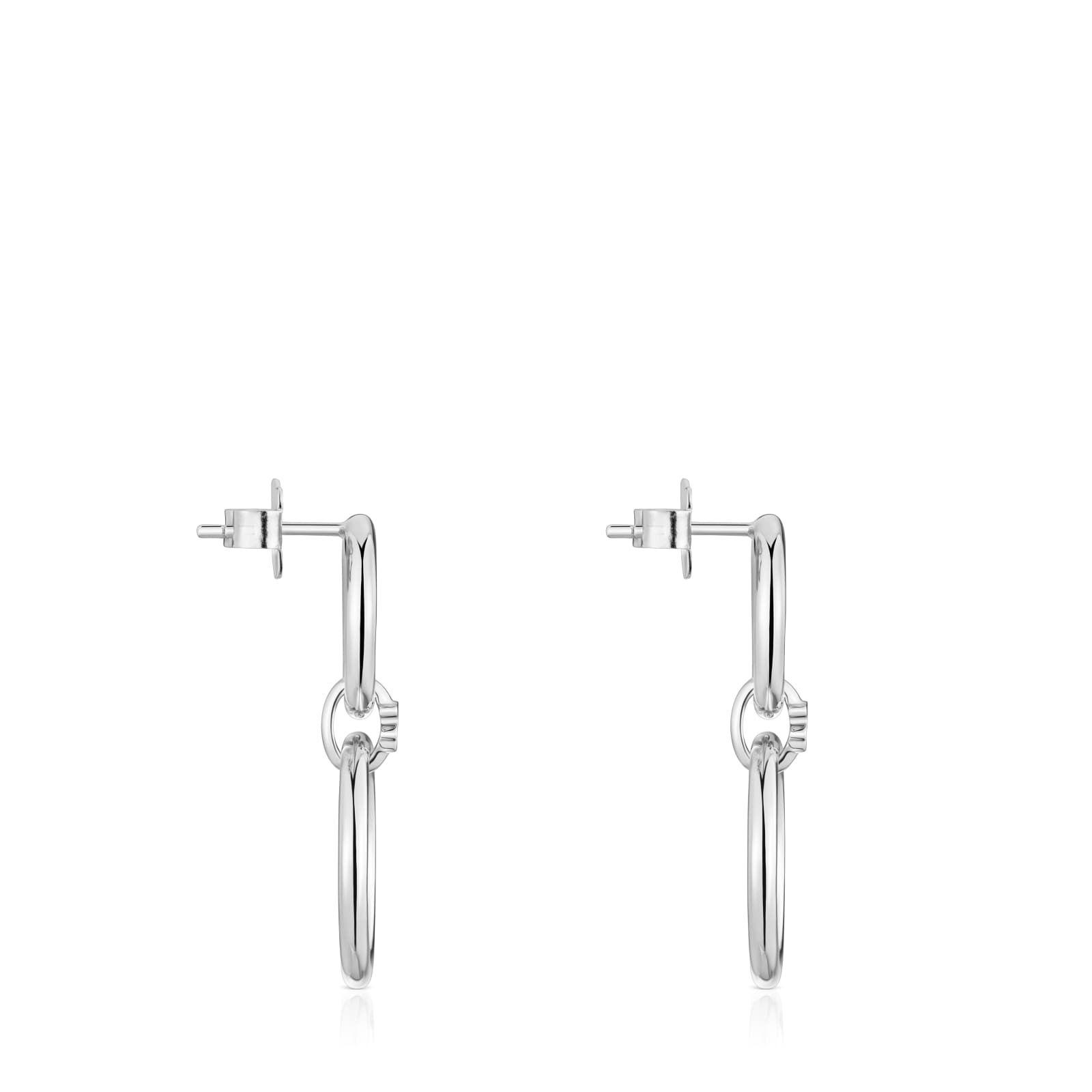 Pendientes doble círculo de plata Straight-2