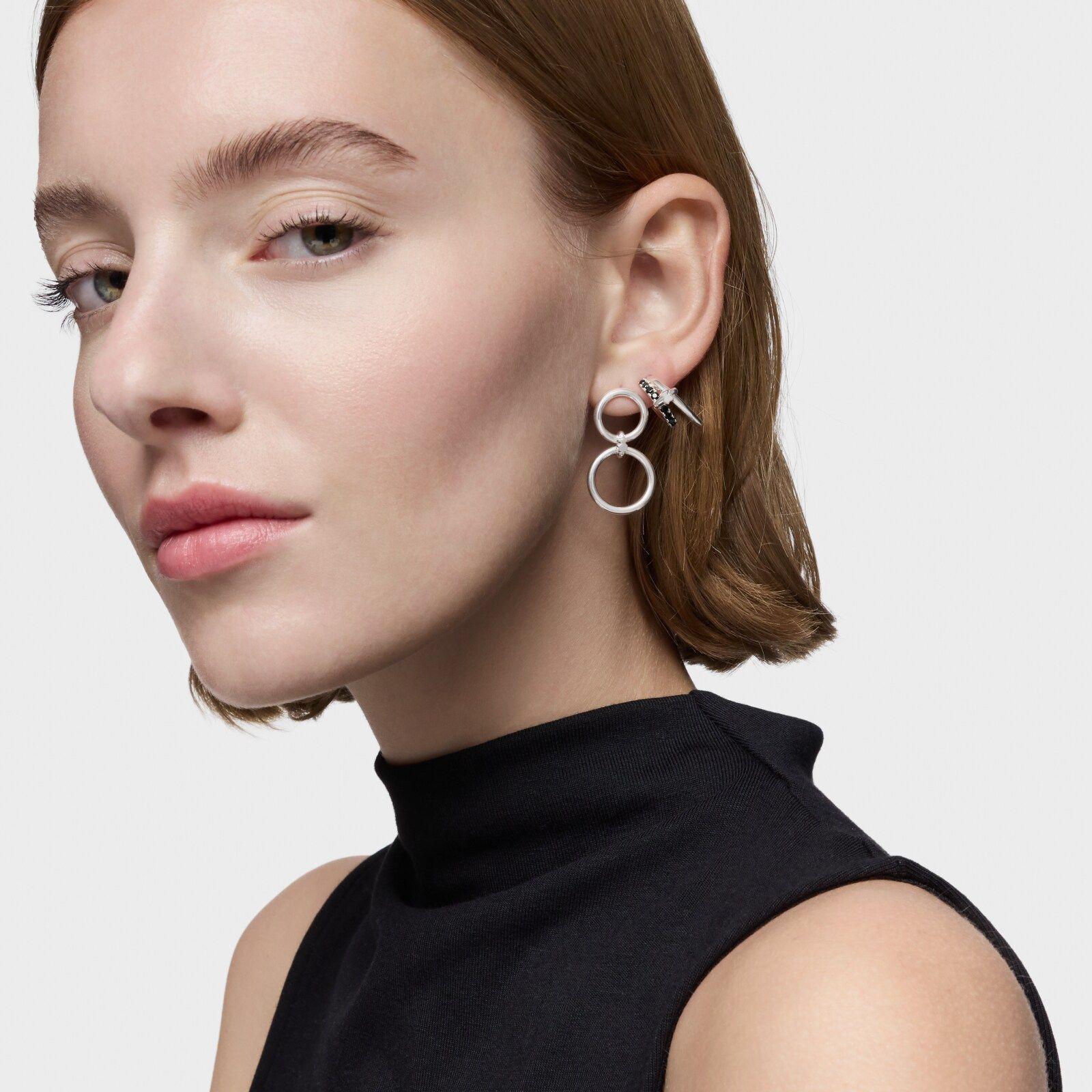 Pendientes doble círculo de plata Straight-3