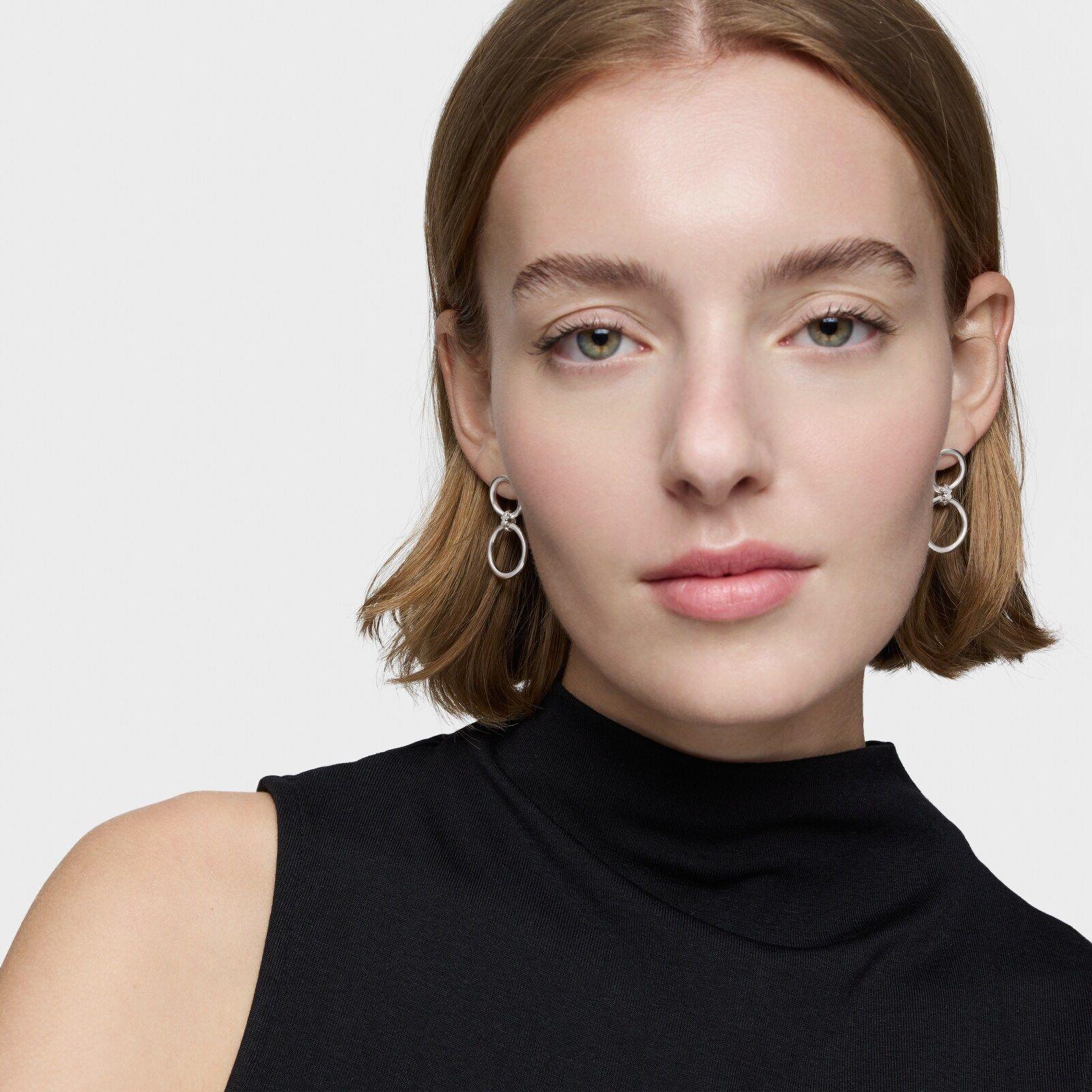 Pendientes doble círculo de plata Straight-4