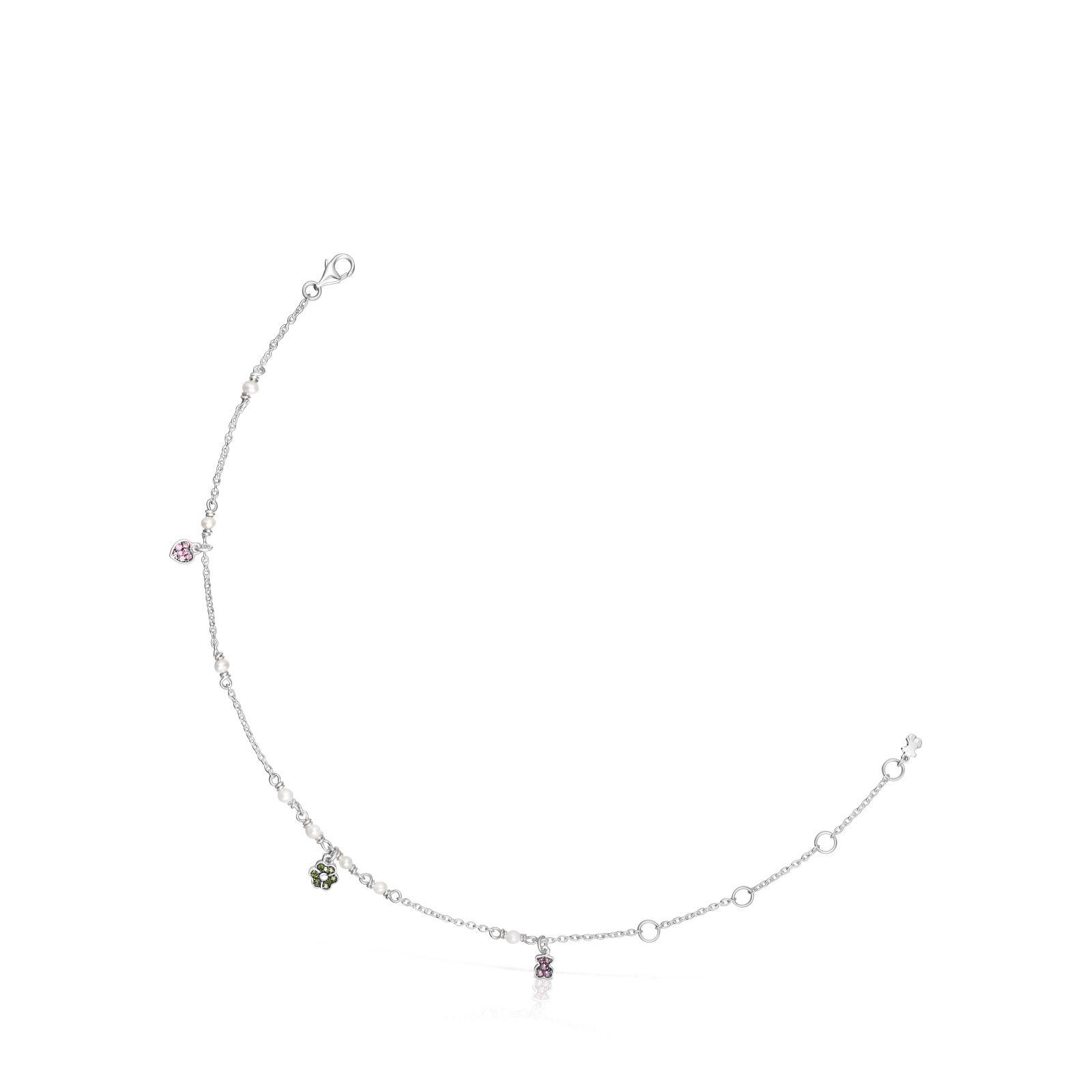 Tobillera de plata con perlas y gemas New Motif Tous-0
