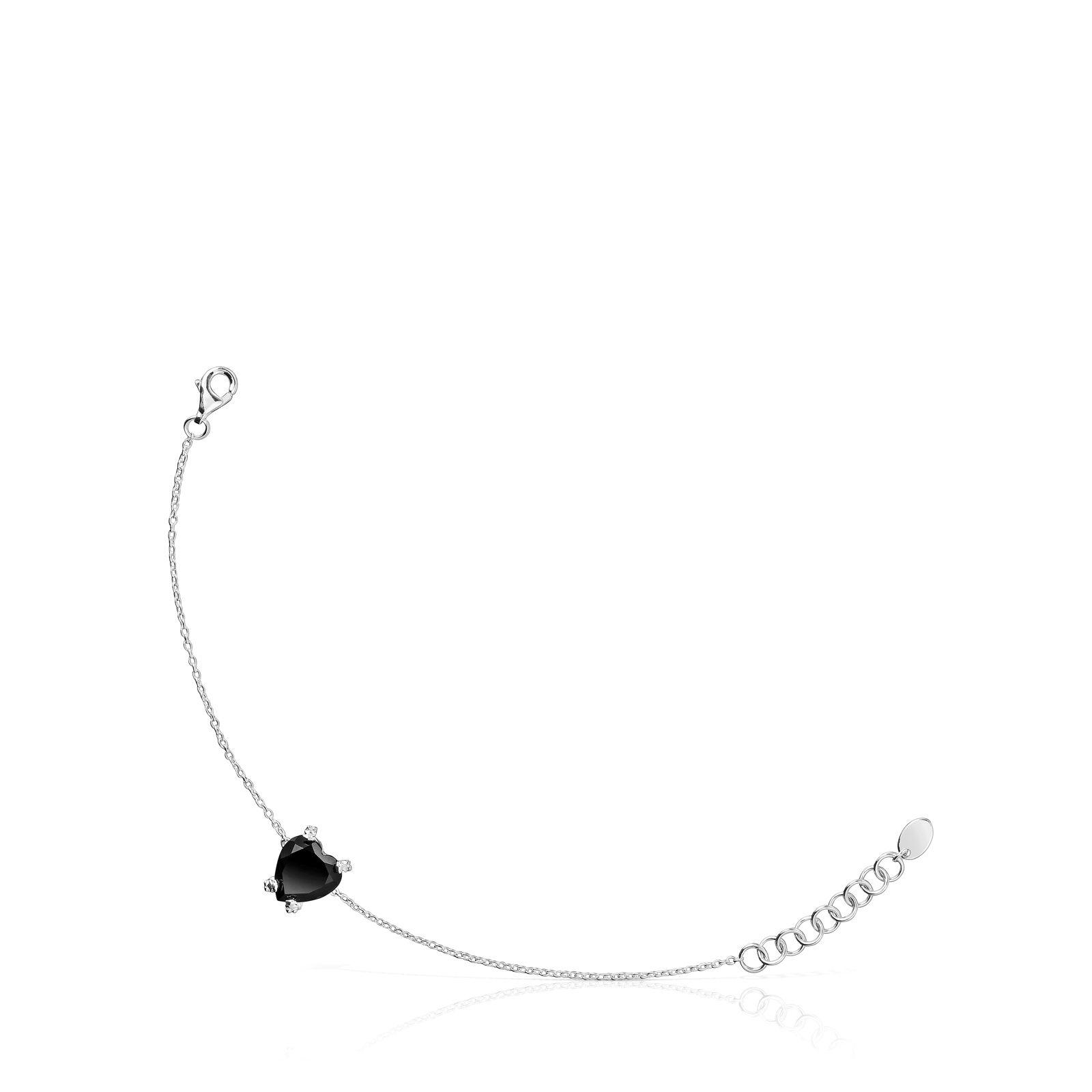 Pulsera corazón de plata y ónix Color Pills-0