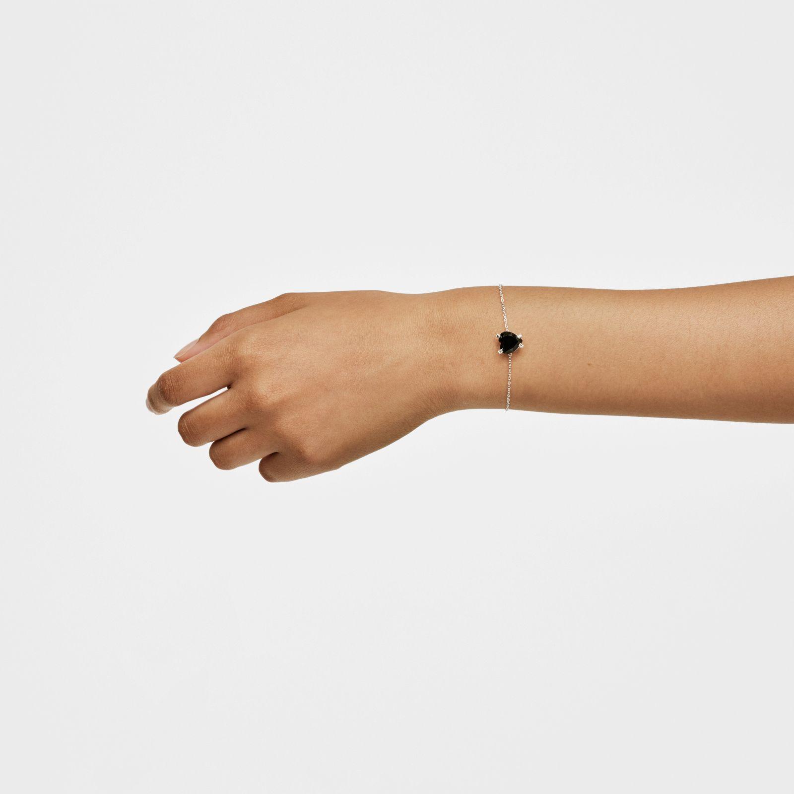 Pulsera corazón de plata y ónix Color Pills-3