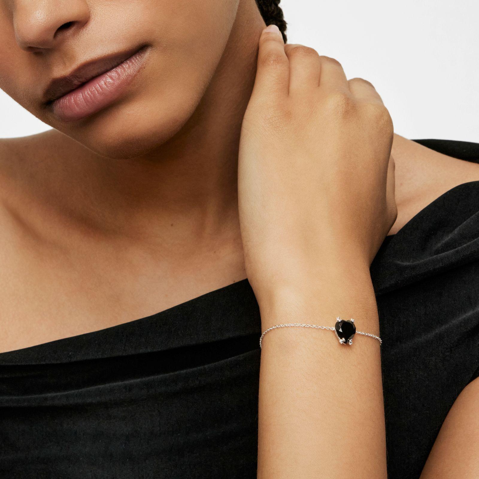 Pulsera corazón de plata y ónix Color Pills-4