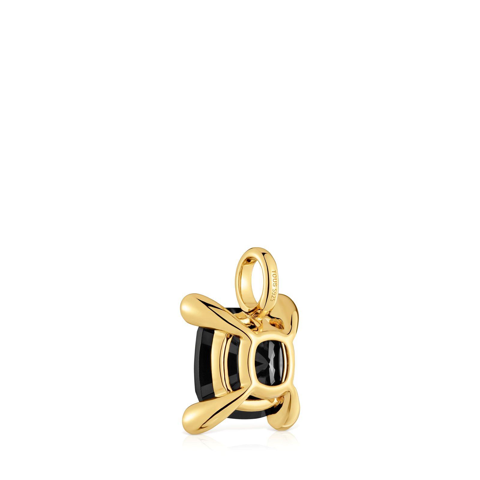 Colgante pequeño con baño de oro 18 kt sobre plata y ónix Color Black-2