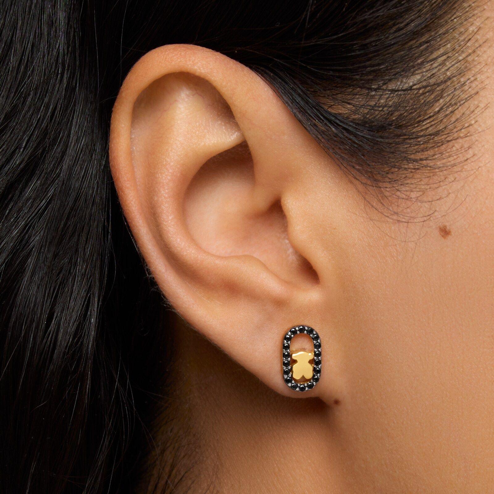 Pendientes baño de oro 18 kt y espinelas Camille-3