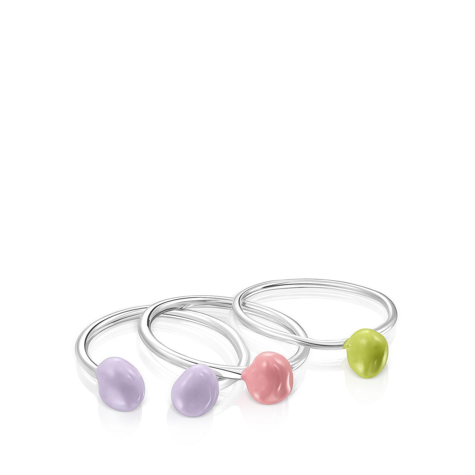 Pack de anillos de plata y esmalte de colores Joy Bits Tous-1