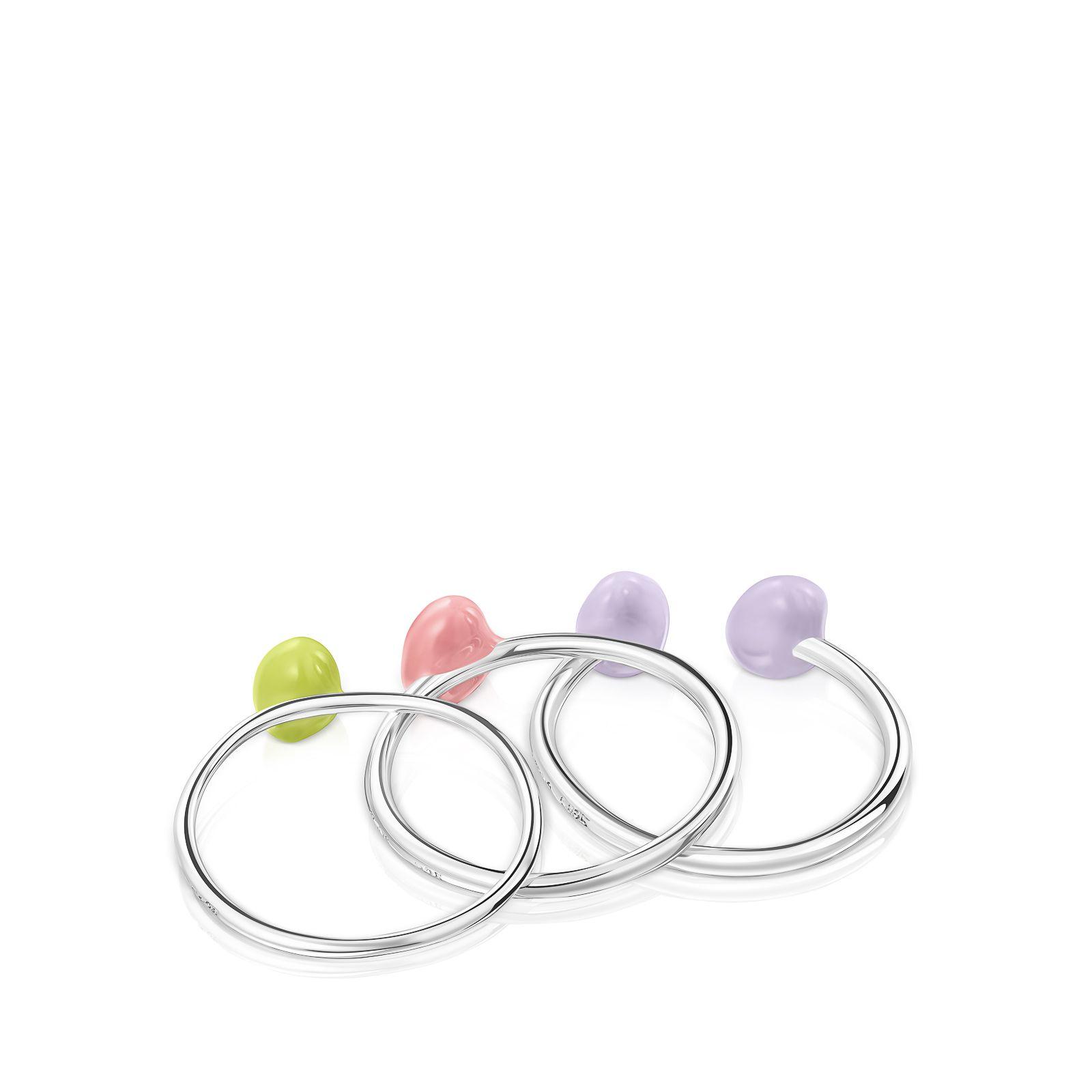 Pack de anillos de plata y esmalte de colores Joy Bits Tous-2