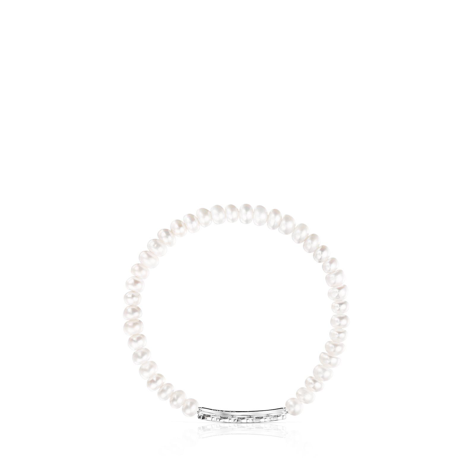 Pulsera Straight de plata y perlas Tous-1