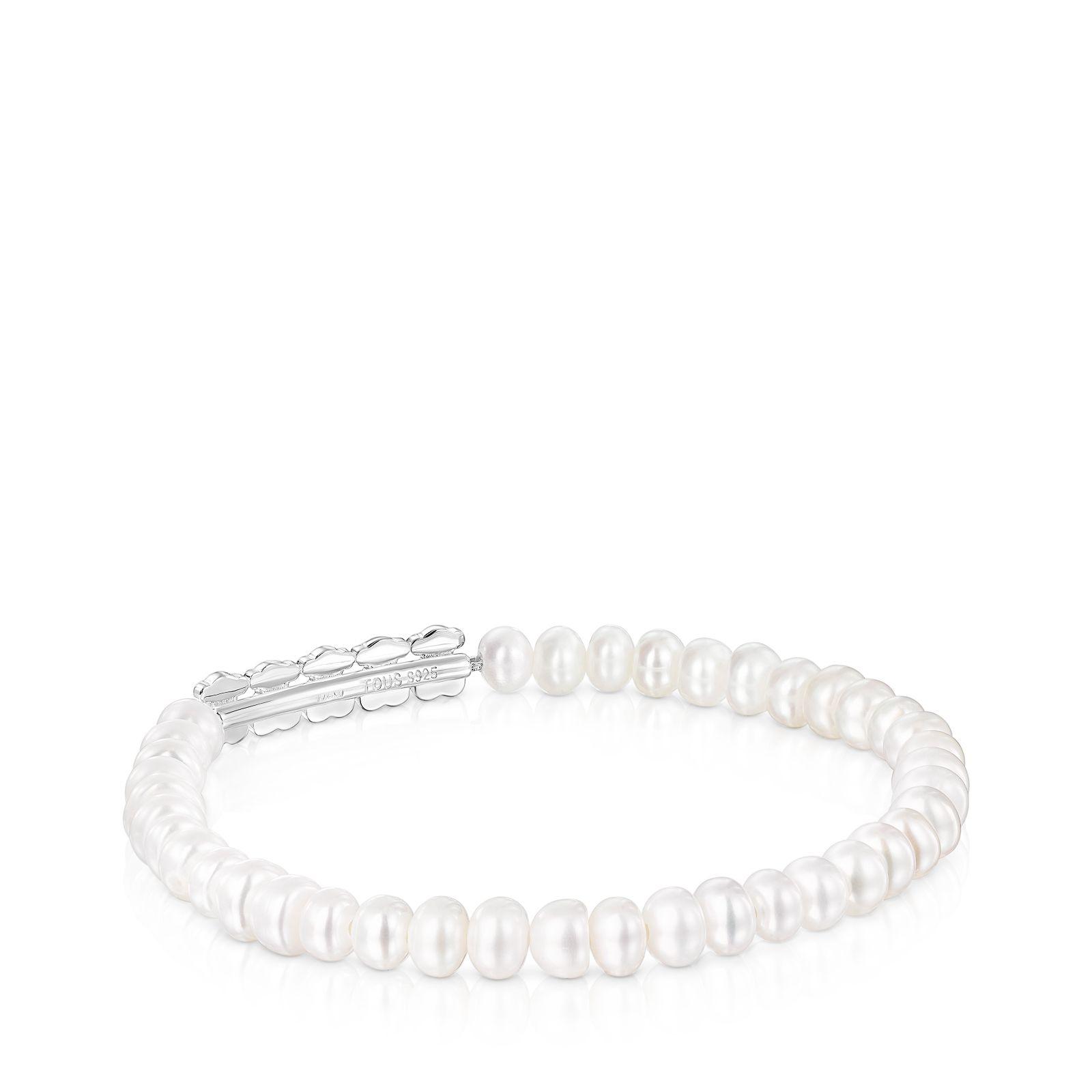 Pulsera Straight de plata y perlas Tous-2