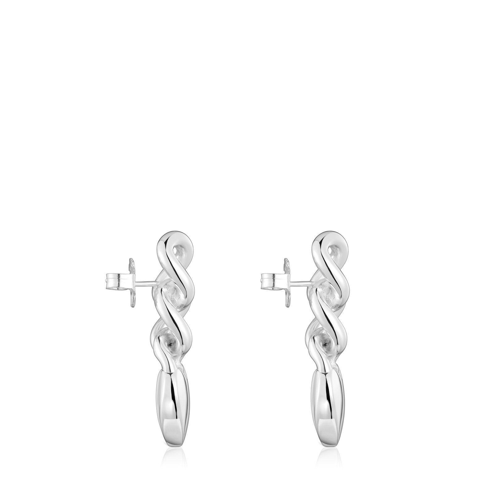 Pendientes cortos de plata corazón Bold Motif-1