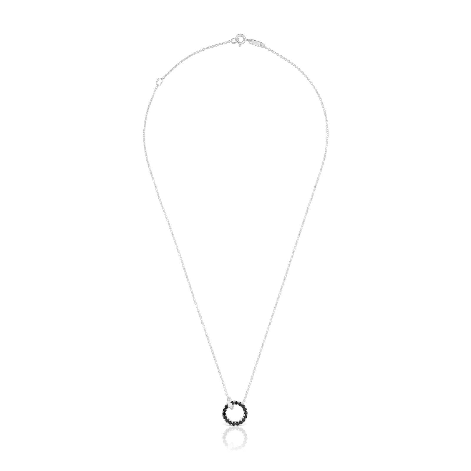 Collar de plata y espinela negra Straight-2