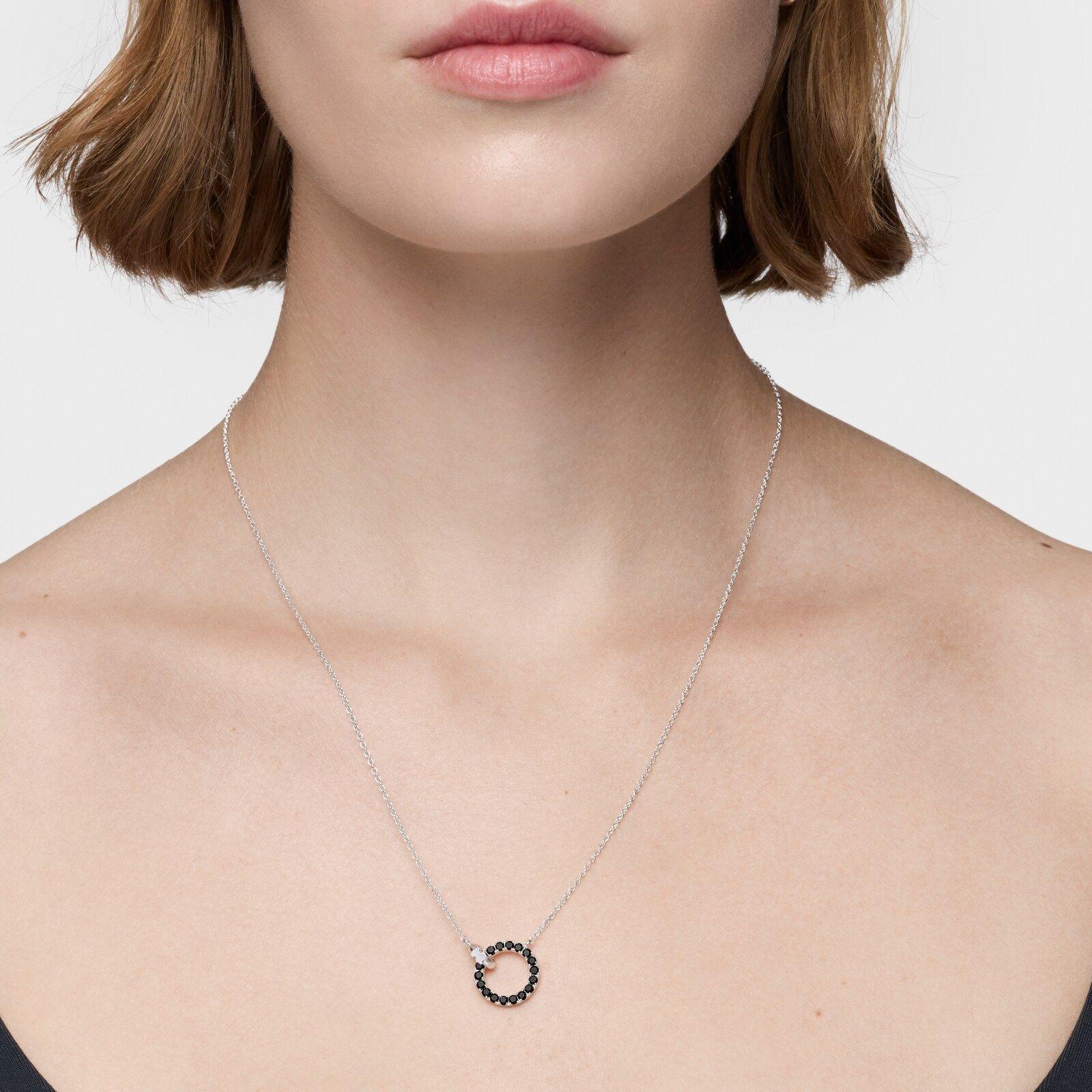 Collar de plata y espinela negra Straight-3