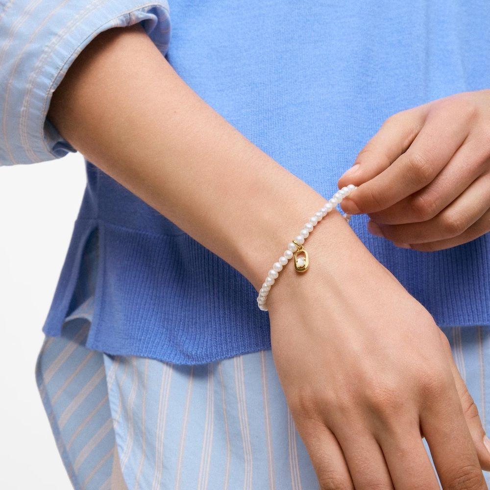 Pulsera elástica con nácar y baño de oro 18 kt Camille-5