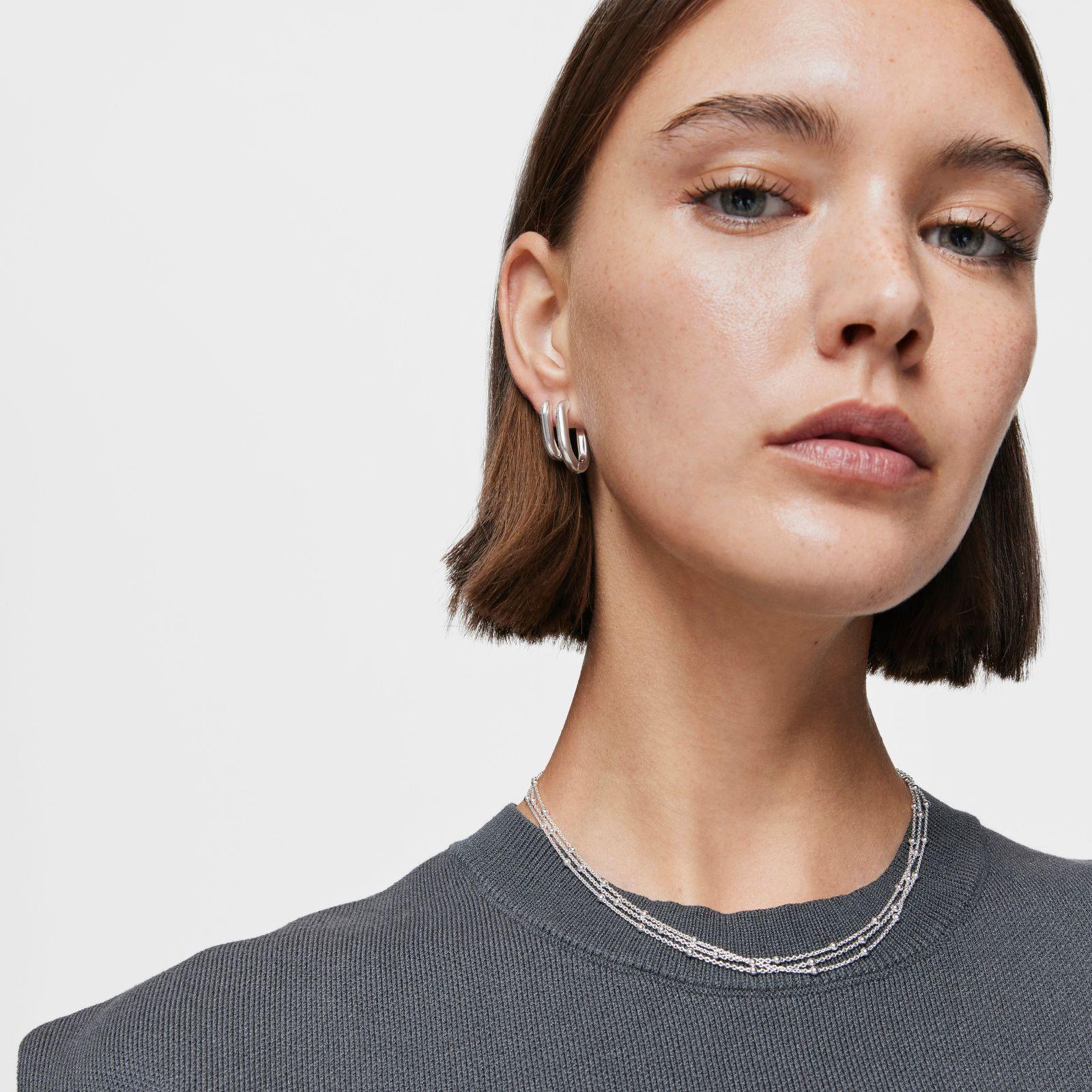 Collar triple corto de plata Basicos-3