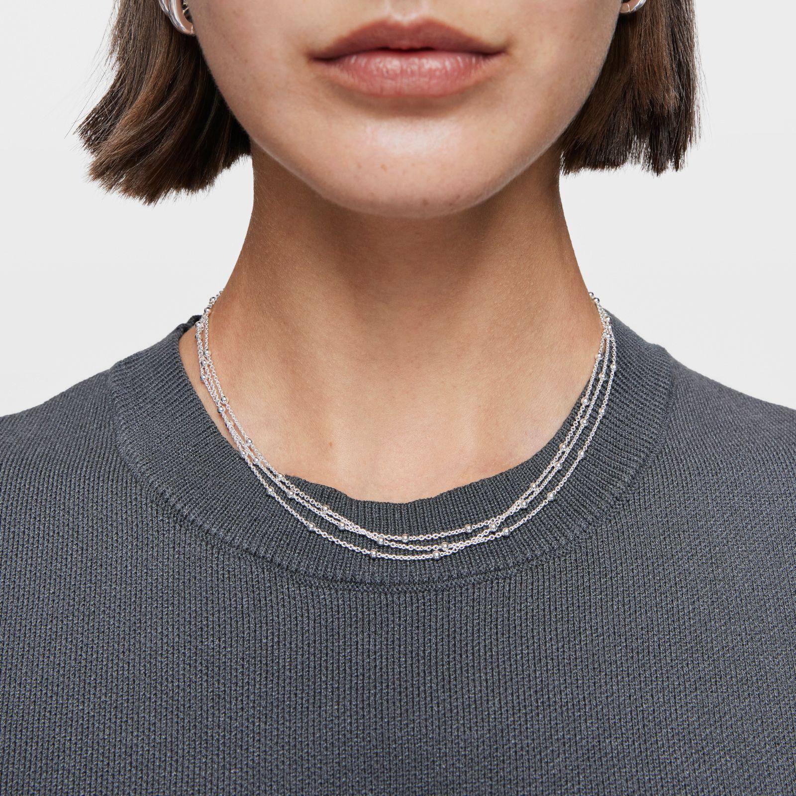 Collar triple corto de plata Basicos-5