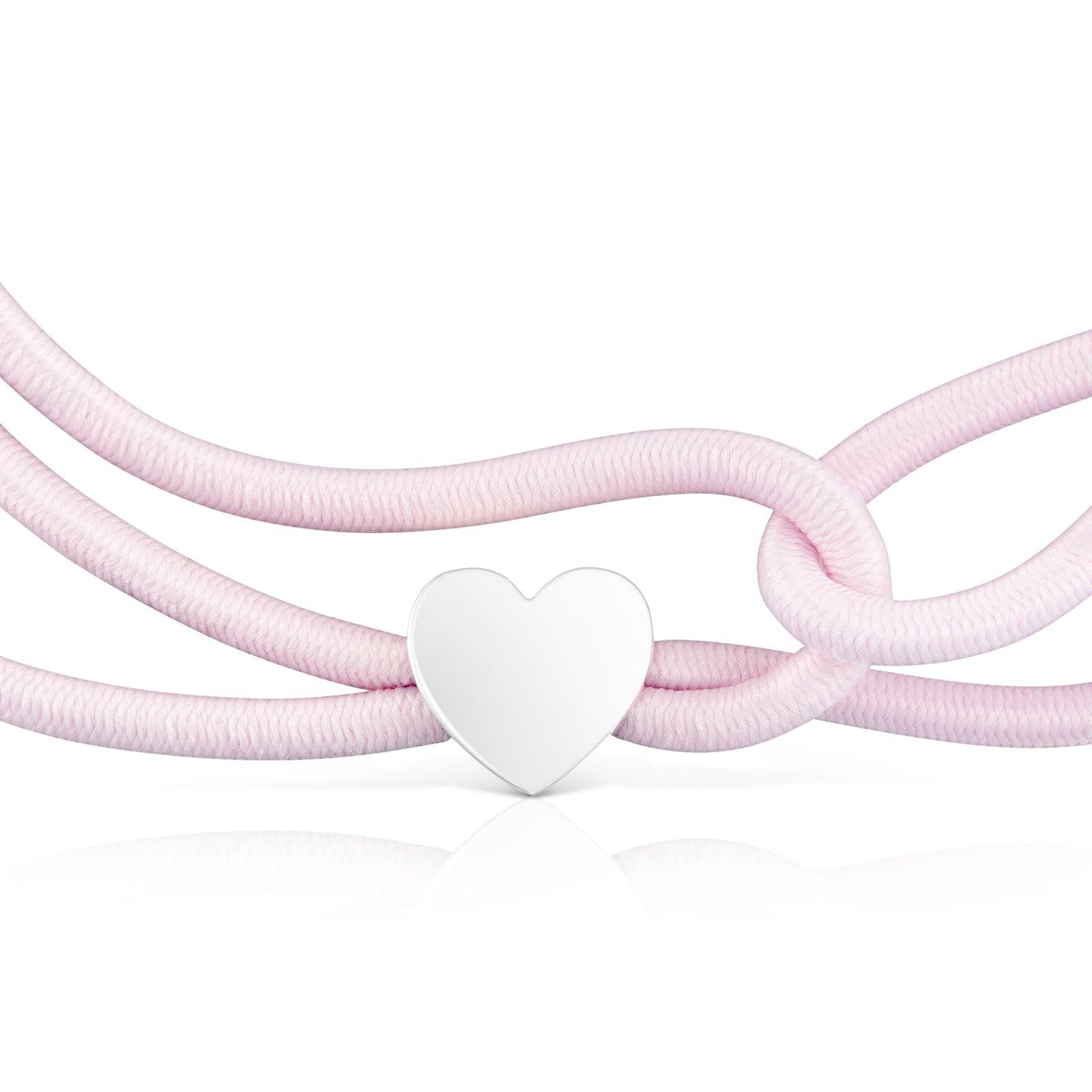 Pulsera elástica rosa y corazón de plata Sweet Dolls-3