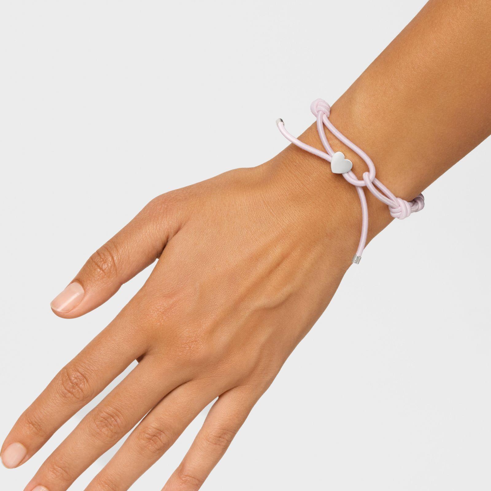 Pulsera elástica rosa y corazón de plata Sweet Dolls-6