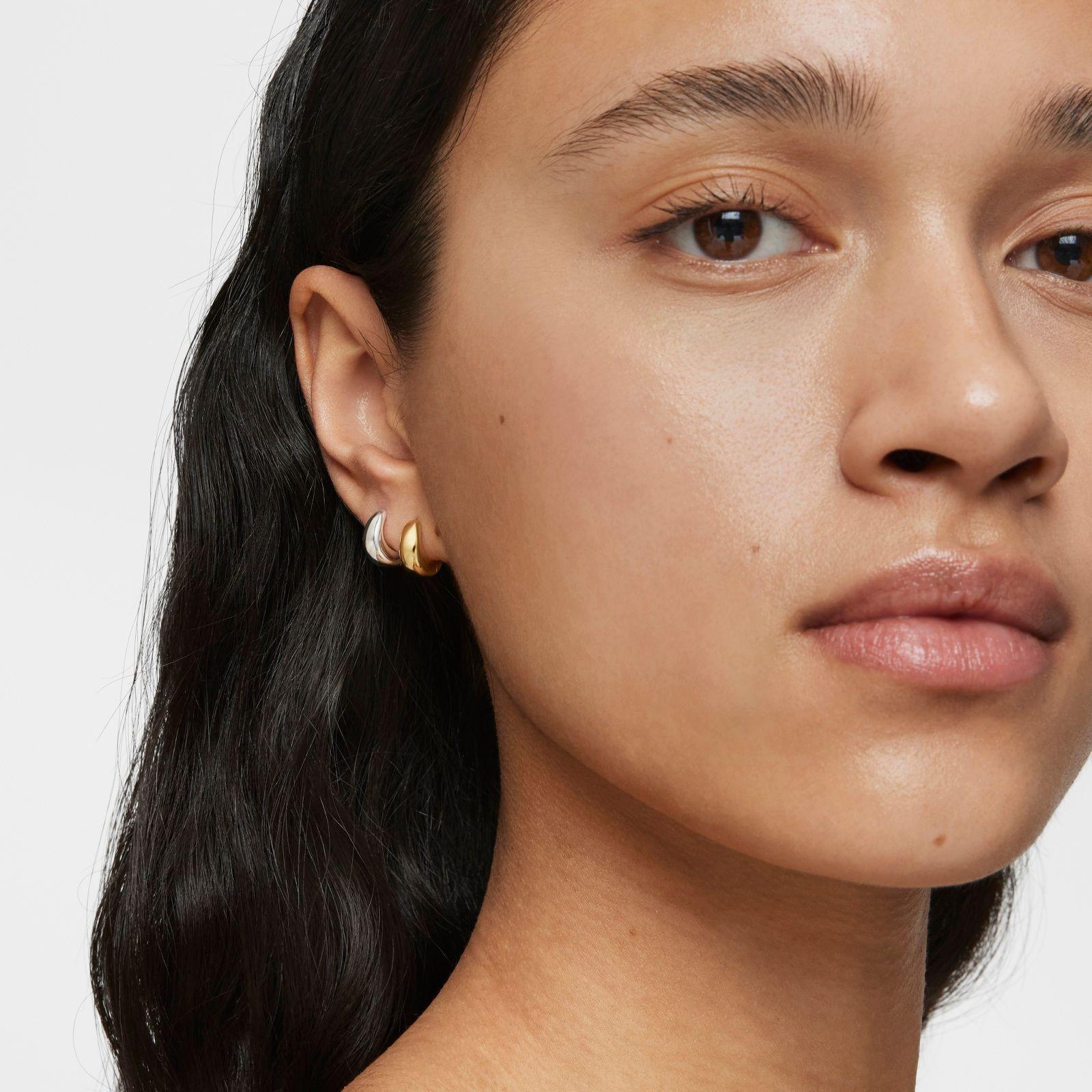 Aros cortos gruesos con baño de oro 18 kt sobre plata Basic-4
