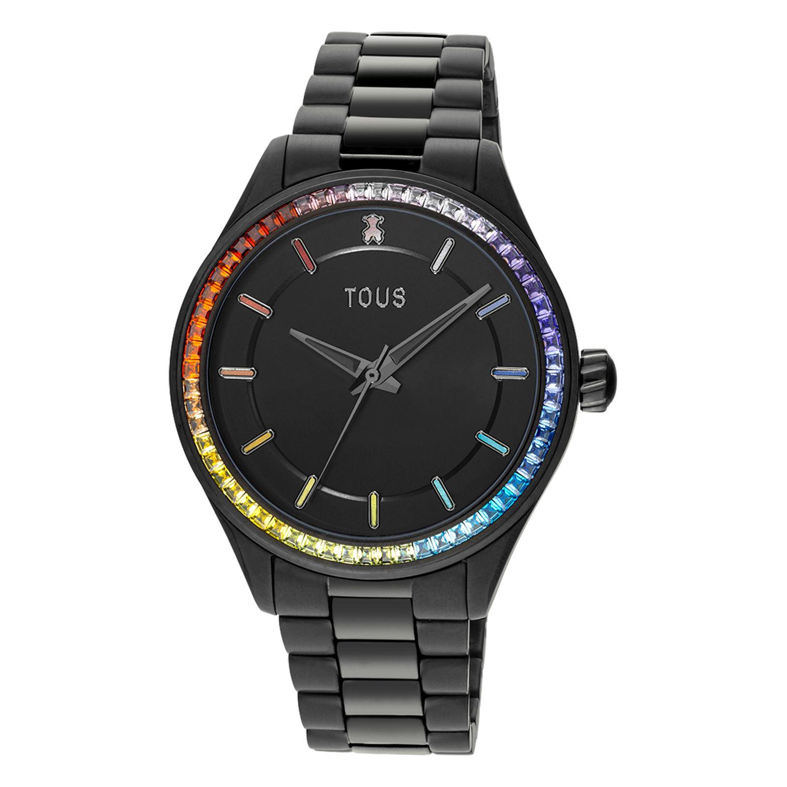 Reloj analógico con brazalete de acero IP negro T-Shine Tous-0
