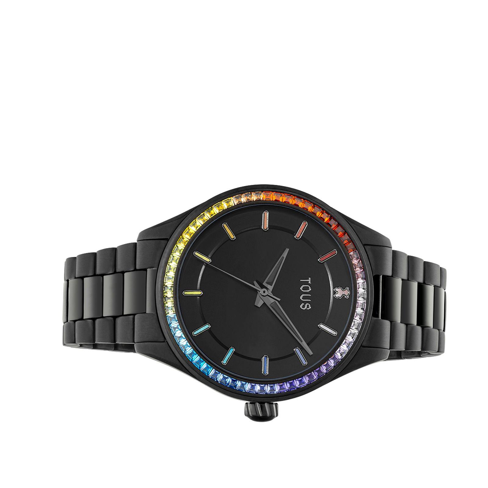 Reloj analógico con brazalete de acero IP negro T-Shine Tous-1
