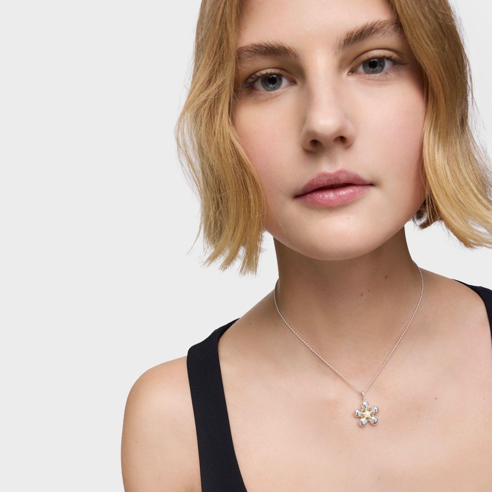 Colgante flor bicolor y perla cultivada Daisy-3