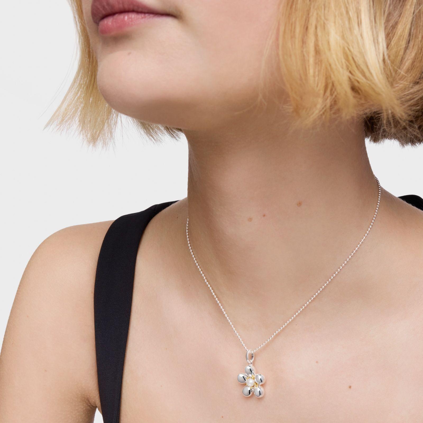 Colgante flor bicolor y perla cultivada Daisy-4