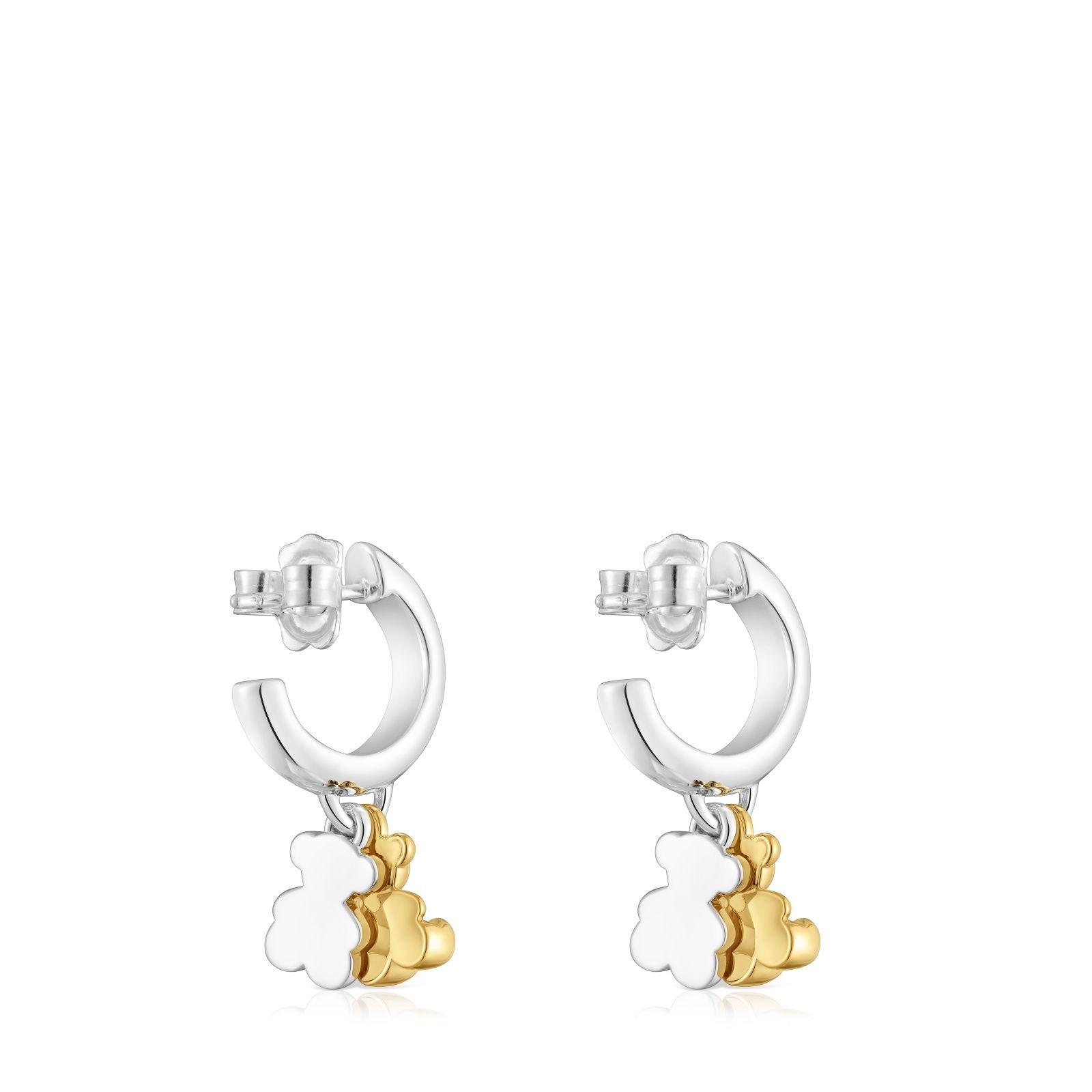 Aros de aro bicolor con doble oso Bold Bear-2