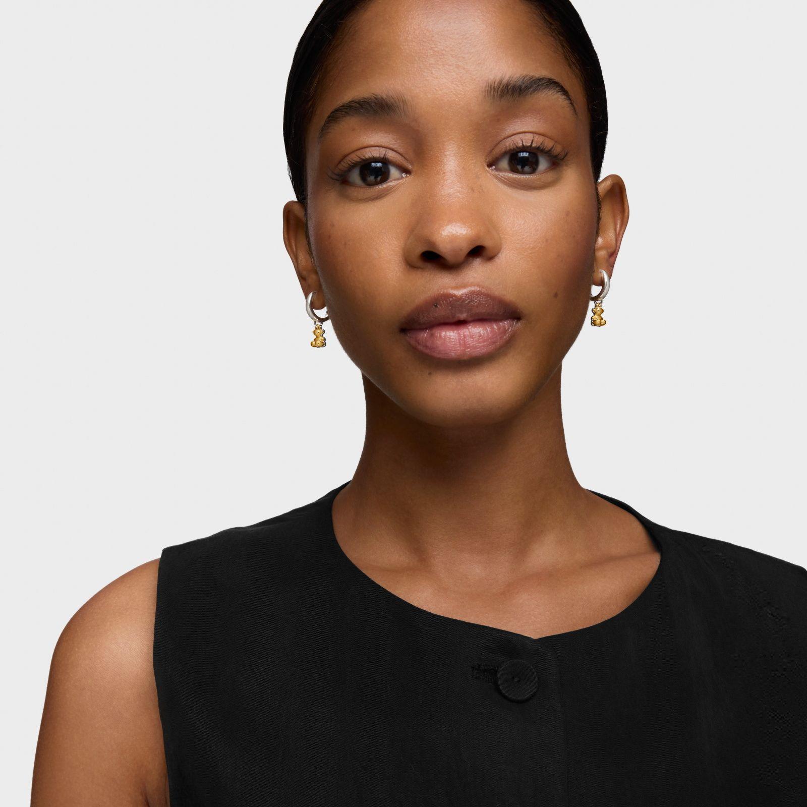 Aros de aro bicolor con doble oso Bold Bear-4