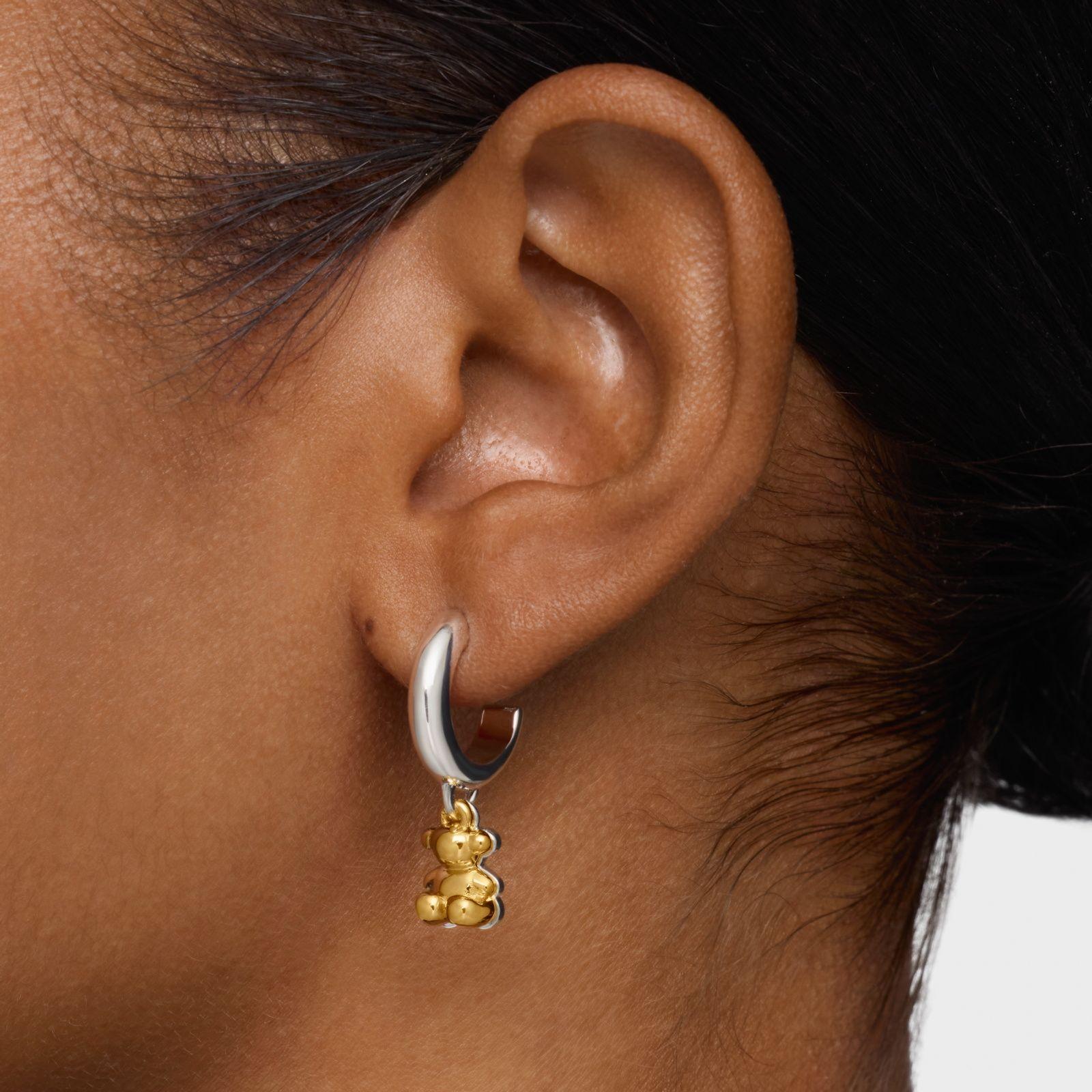 Aros de aro bicolor con doble oso Bold Bear-6