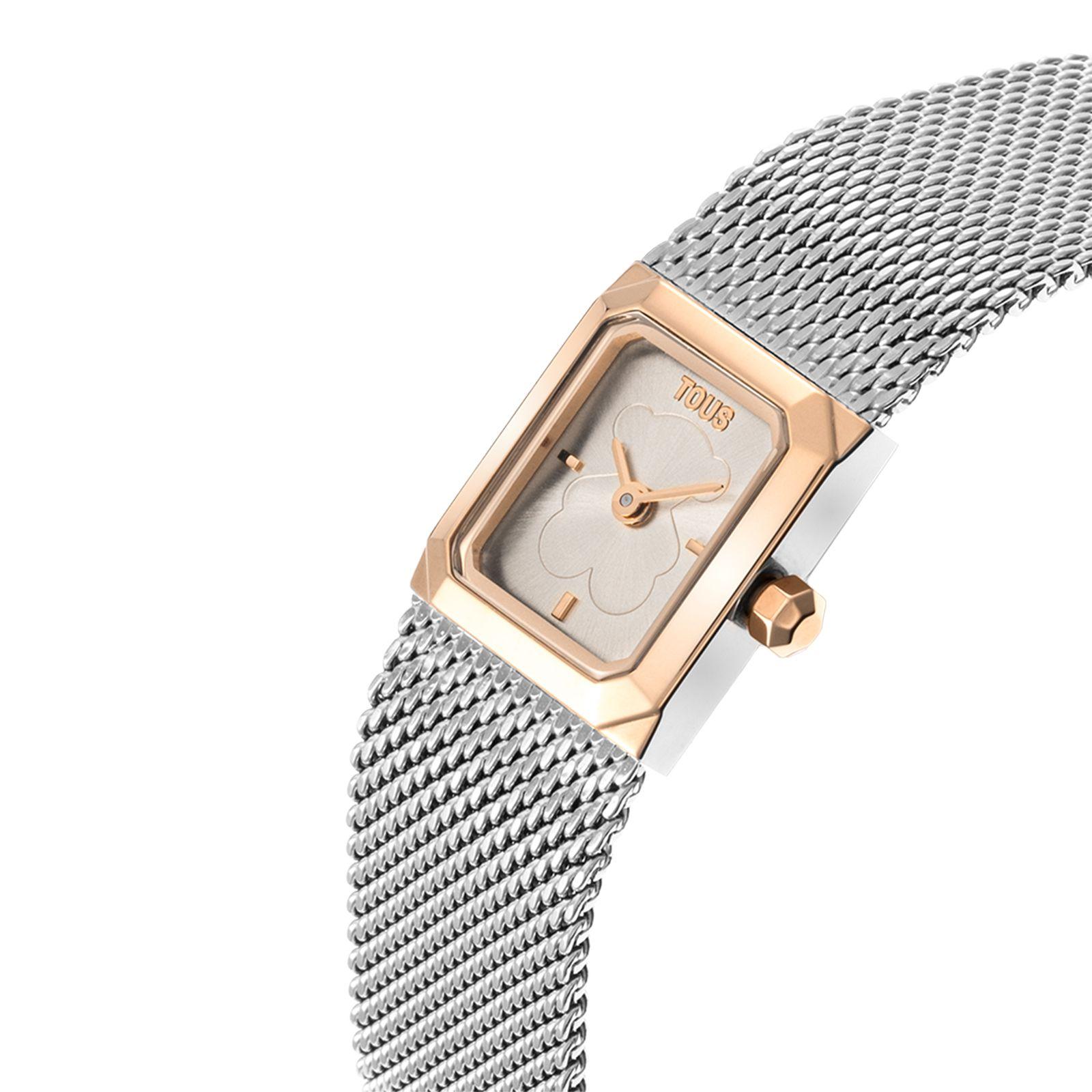Reloj Mini Mesh acero y acero rosa malla milanesa-1