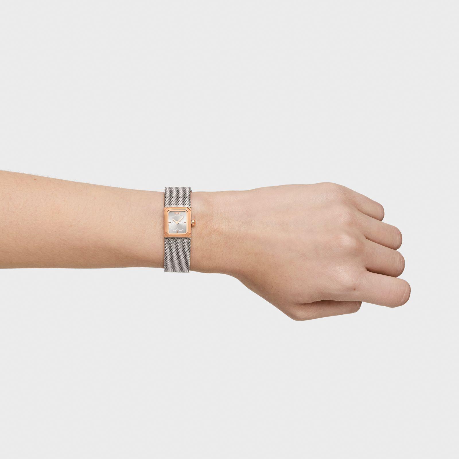 Reloj Mini Mesh acero y acero rosa malla milanesa-6