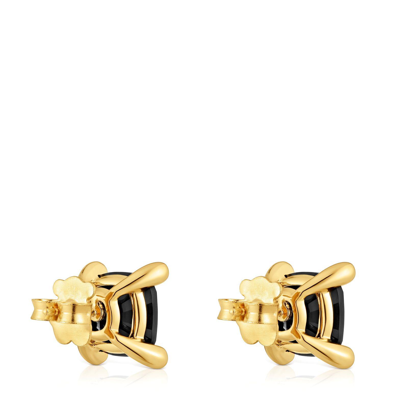 Pendientes con baño de oro 18 kt sobre plata y ónix Color Black-2