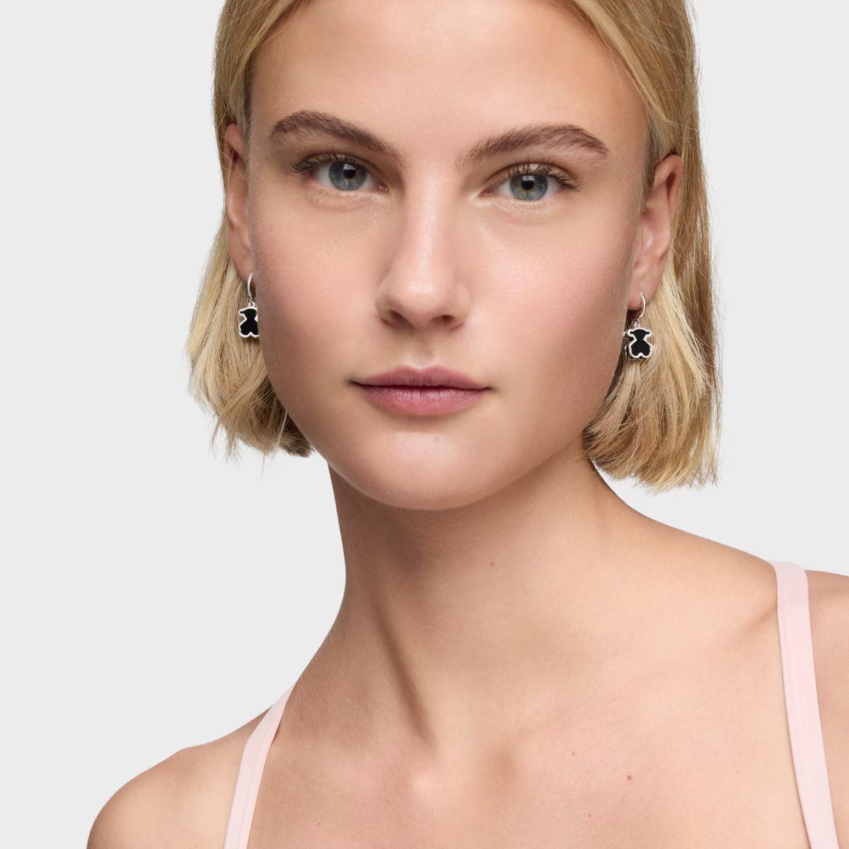 Aros aro de plata y metacrilato negro Galaxy-4