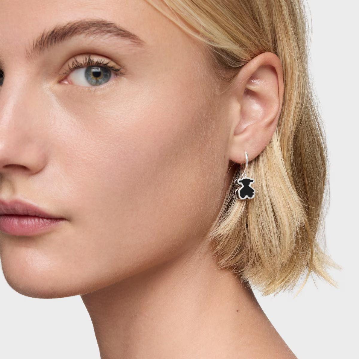 Aros aro de plata y metacrilato negro Galaxy-5