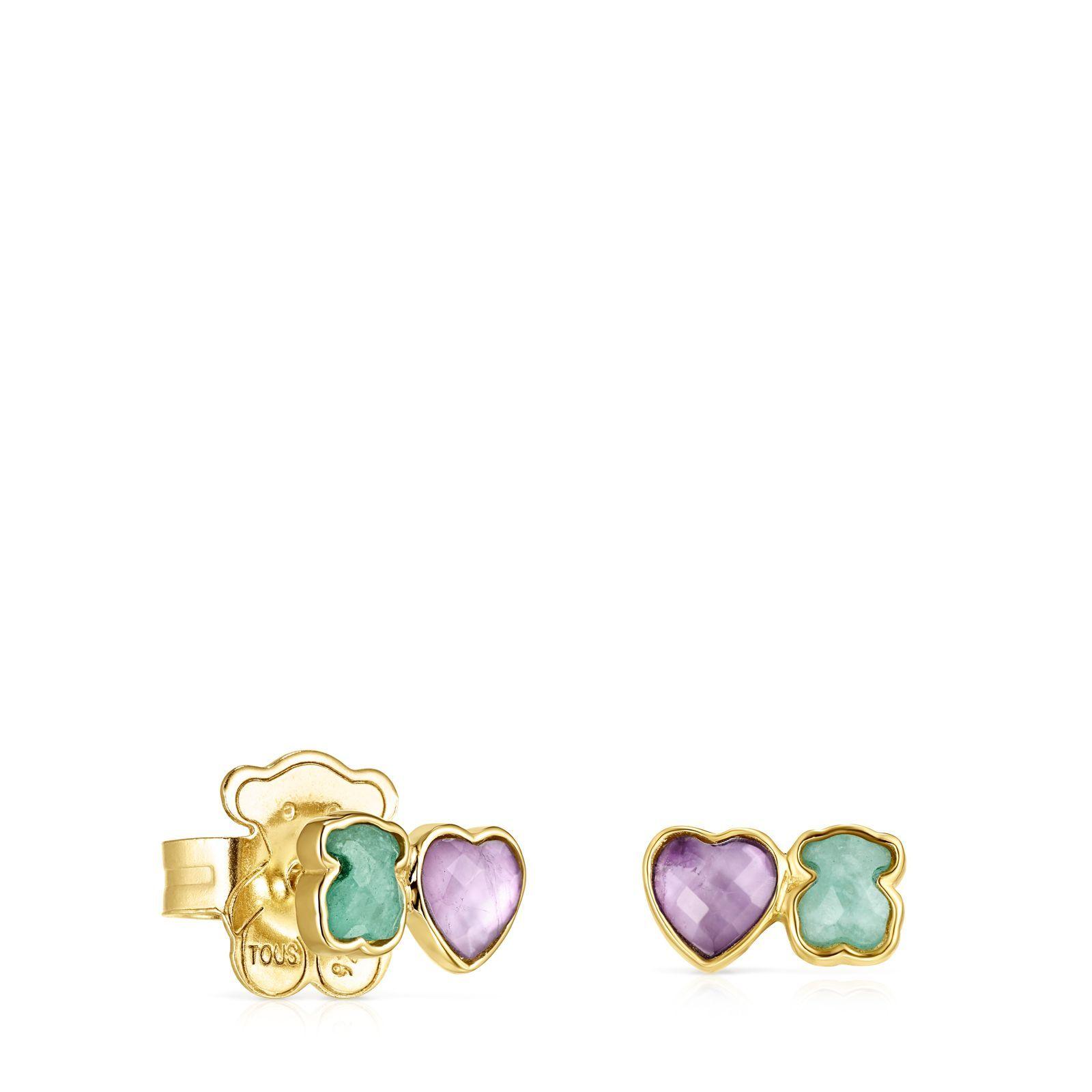 Pendientes Glory Plata Vermeil con Amazonita y Amatista Tous-1