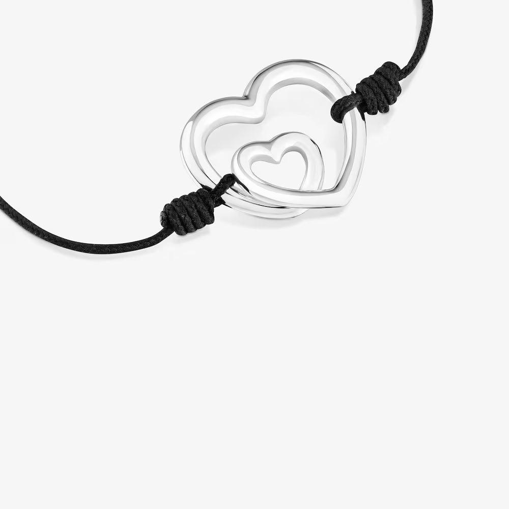 Pulsera silueta de plata y nylon negro TOUS Flechazo-2