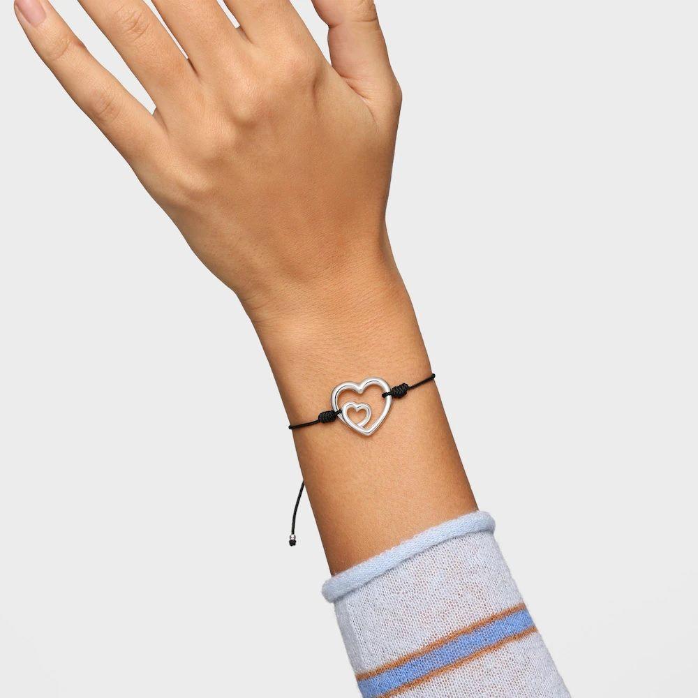 Pulsera silueta de plata y nylon negro TOUS Flechazo-4