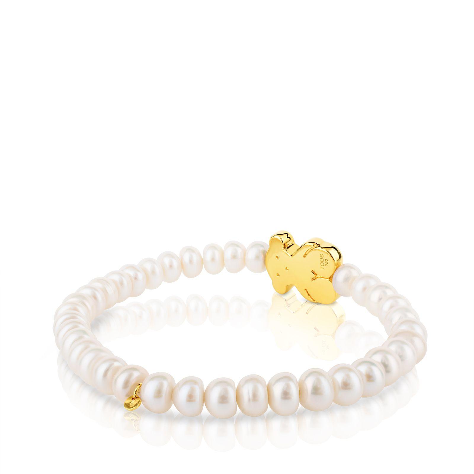 Pulsera Oso Sweet Dolls de Oro y perlas Tous-1