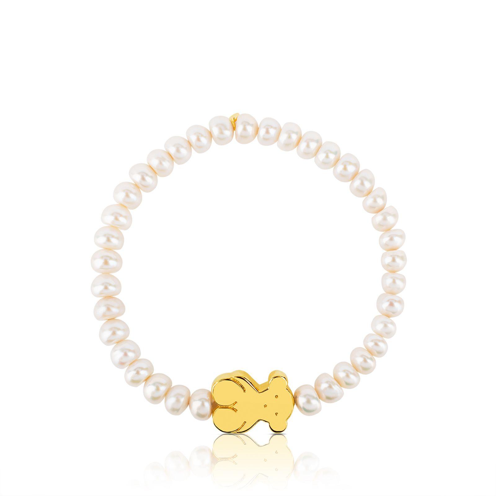 Pulsera Oso Sweet Dolls de Oro y perlas Tous-3