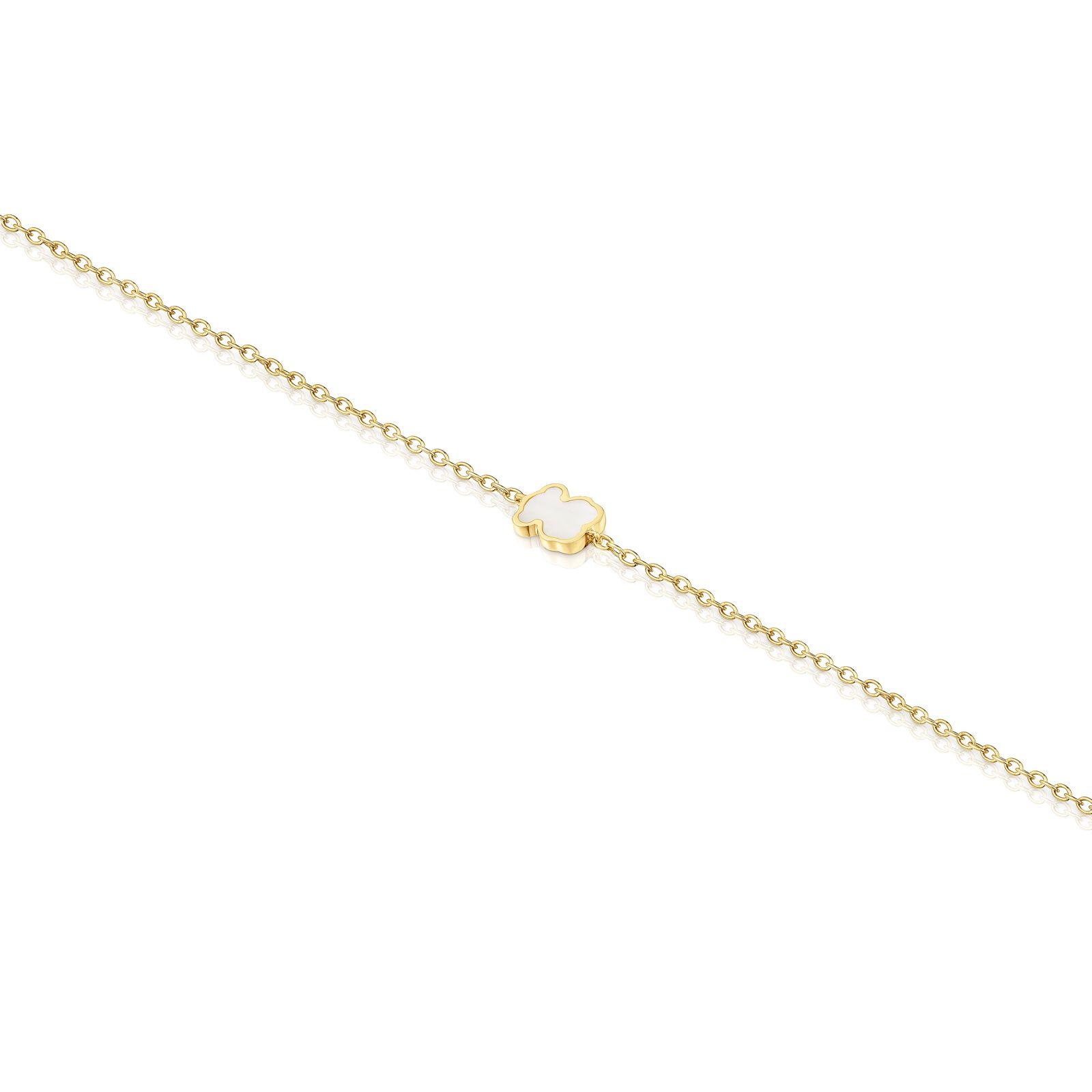 Pulsera cadena de oro 14 kt y nácar XXS-2
