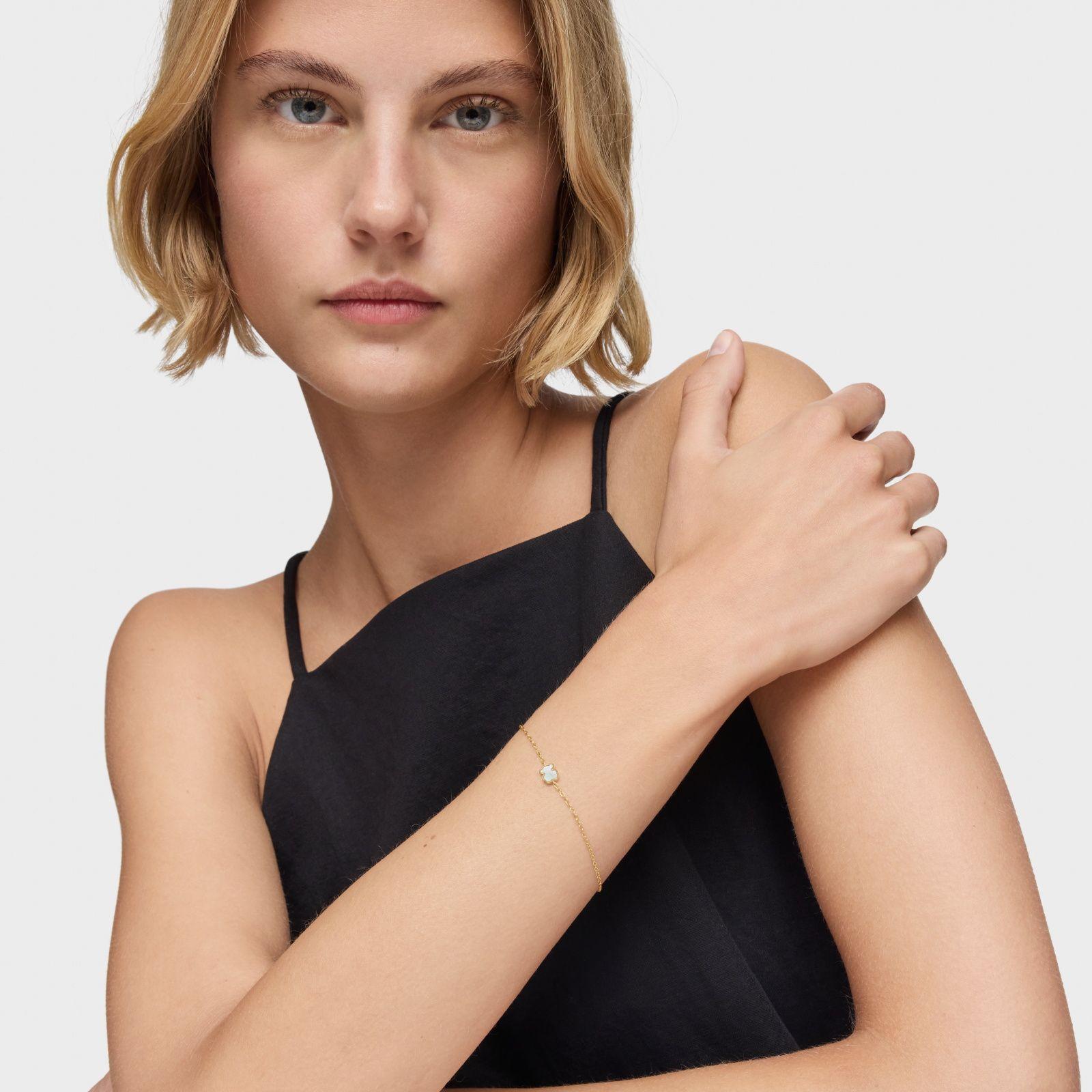 Pulsera cadena de oro 14 kt y nácar XXS-3