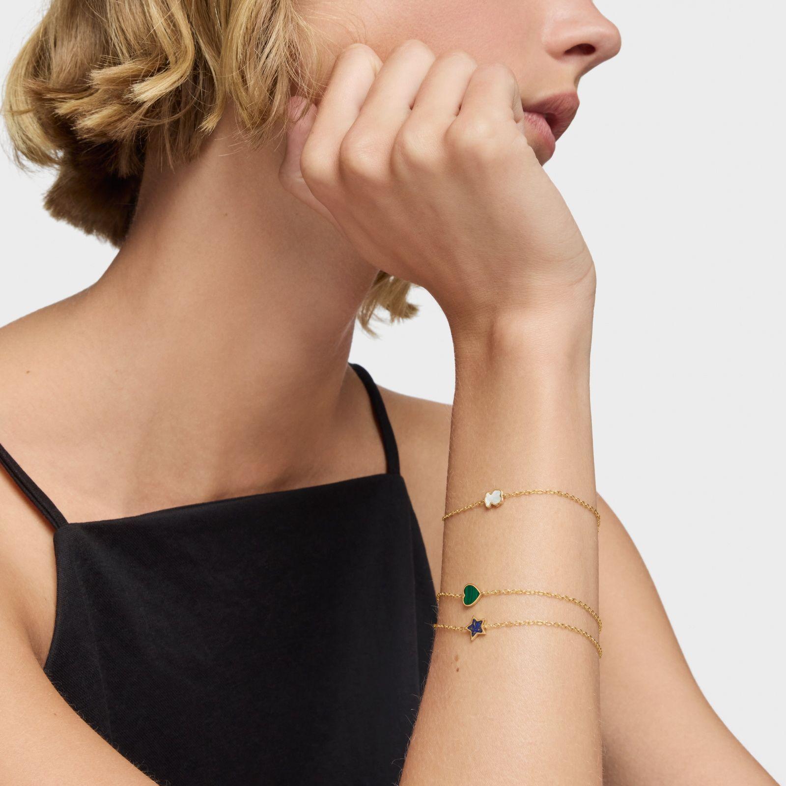 Pulsera cadena de oro 14 kt y nácar XXS-4