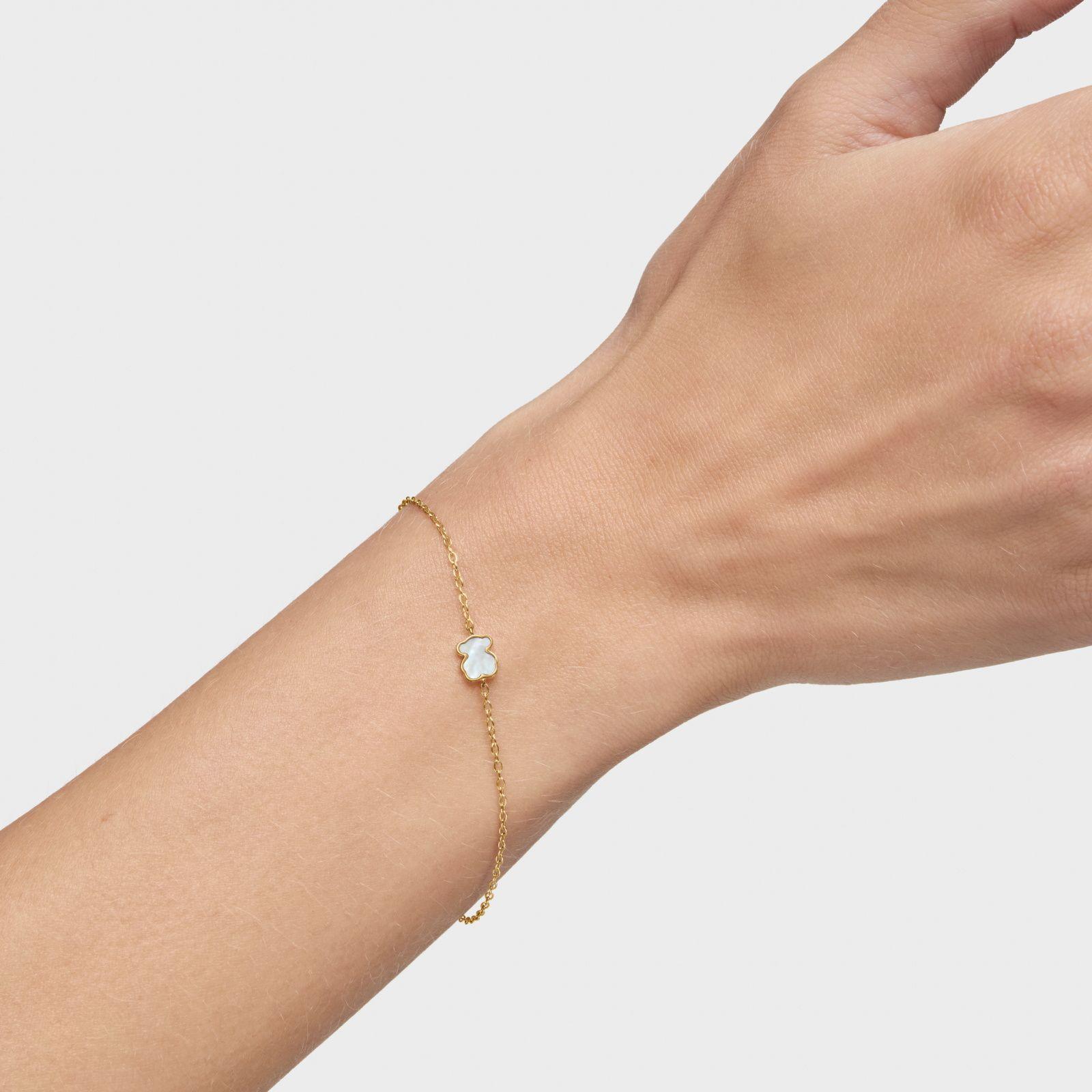 Pulsera cadena de oro 14 kt y nácar XXS-5