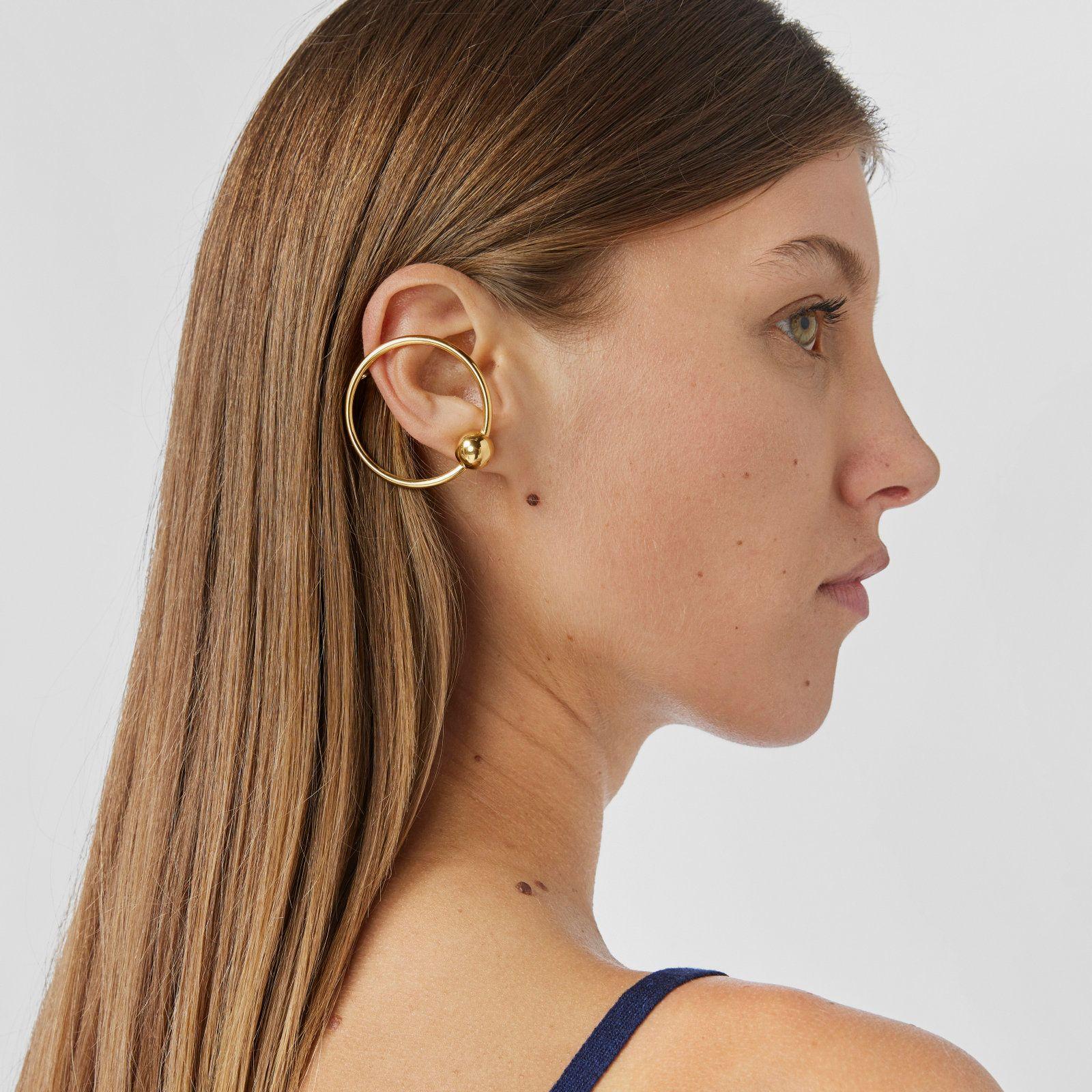 Earcuff con baño de oro 18 kt sobre plata círculo Plump-6